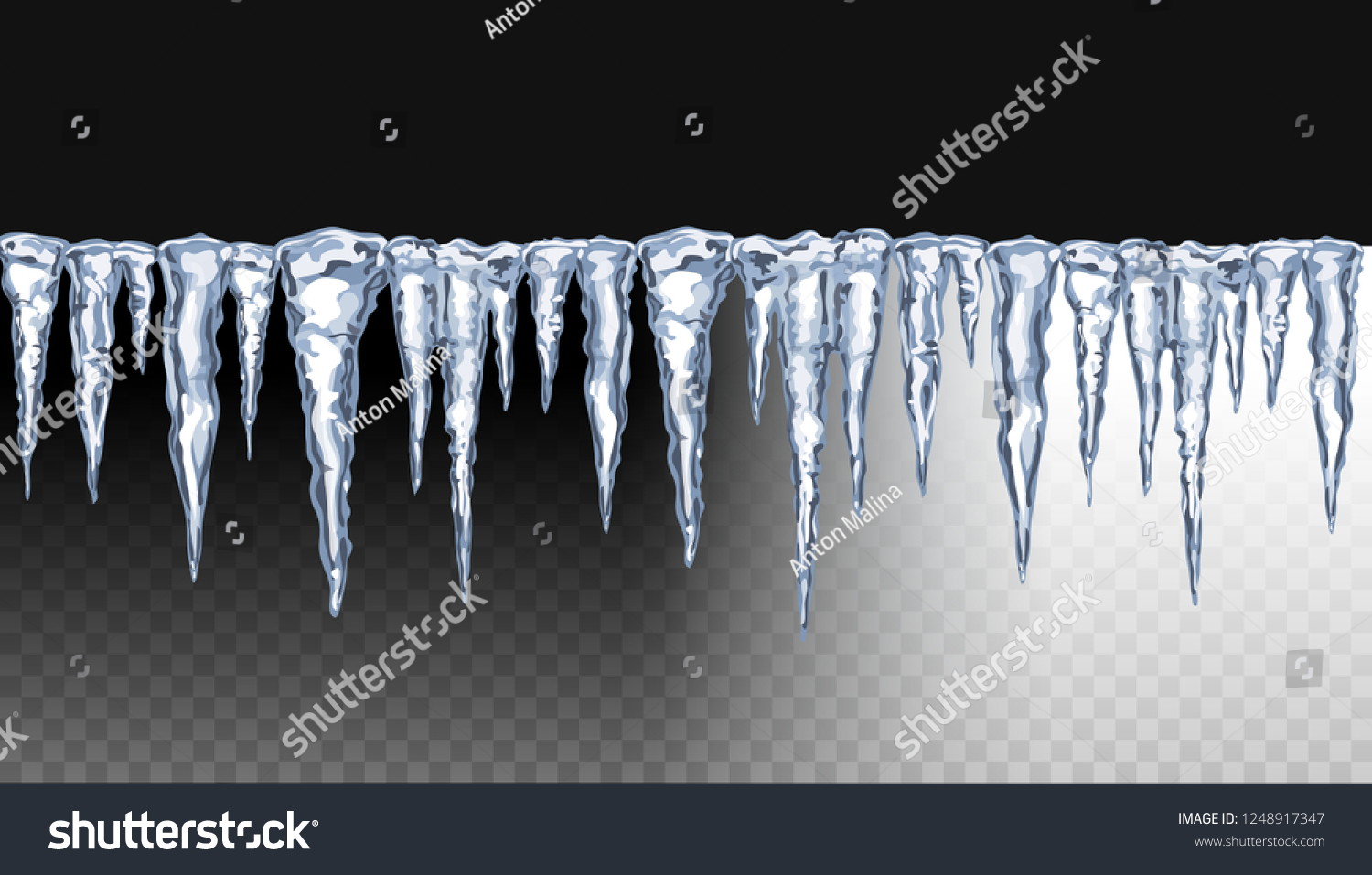 Realistic 3d Icicles Snow Cap Icy Stock Vector Royalty Free