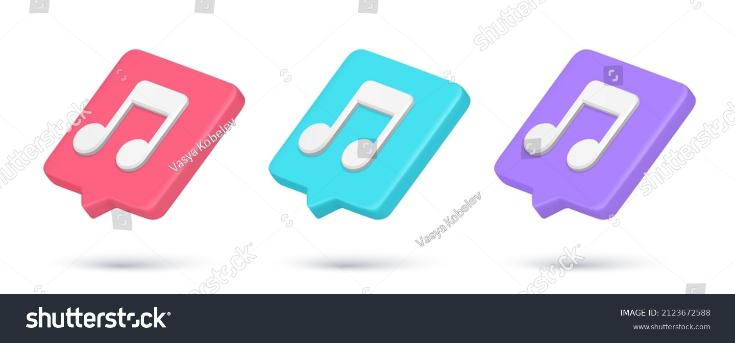 SVG of Realistic 3d icon quick tips musical notes internet notification collection vector illustration. Set music melody sound listening creating production online application alert speech bubble mockup svg
