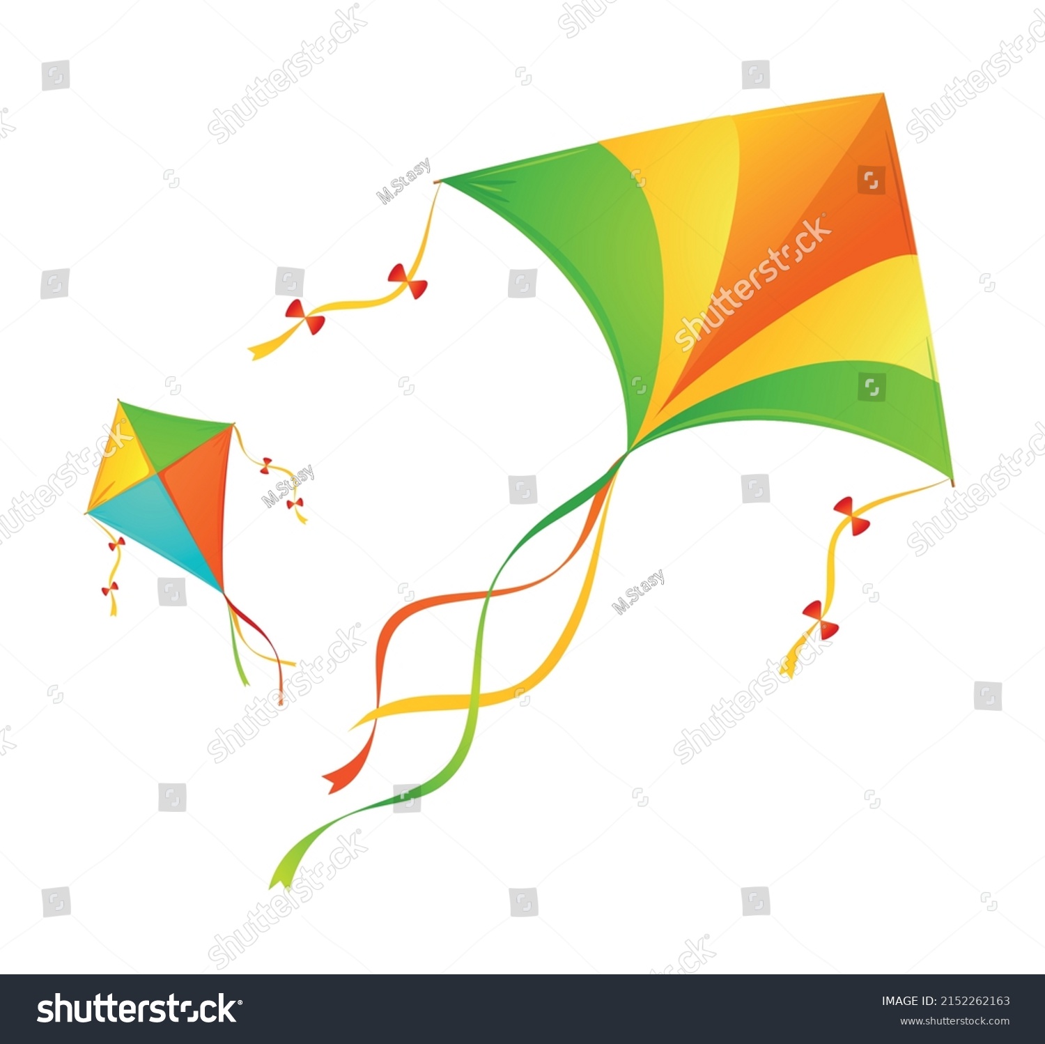 SVG of Realistic Detailed 3d Flying Kite Toy Set Isolated on a White Background. Vector illustration of Kites svg