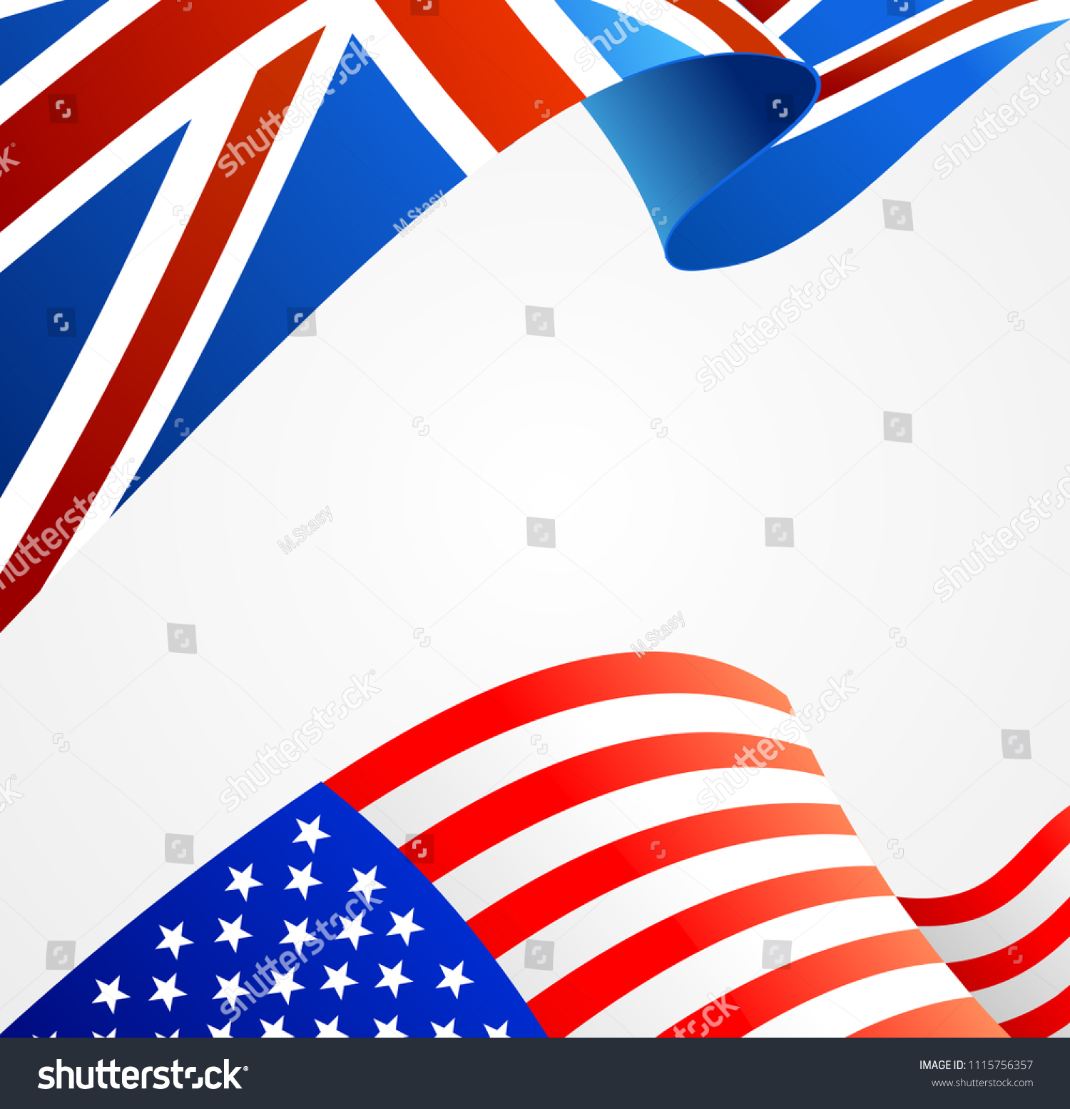 SVG of Realistic Detailed 3d United Kingdom and USA Flag Background Card. Vector illustration of England and American Wavy Flags svg