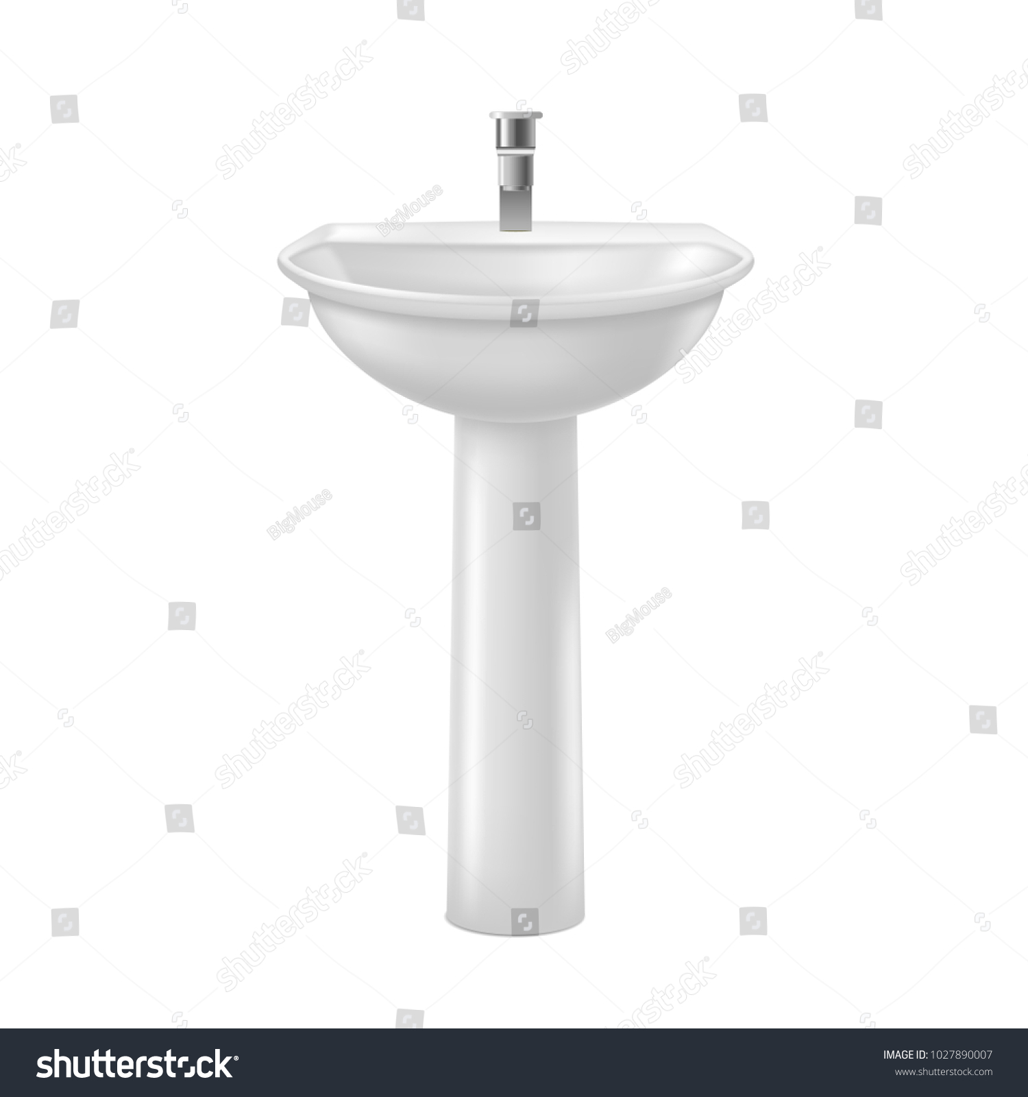 Realistic Detailed 3d White Ceramic Sink Stock Vector (Royalty Free ...