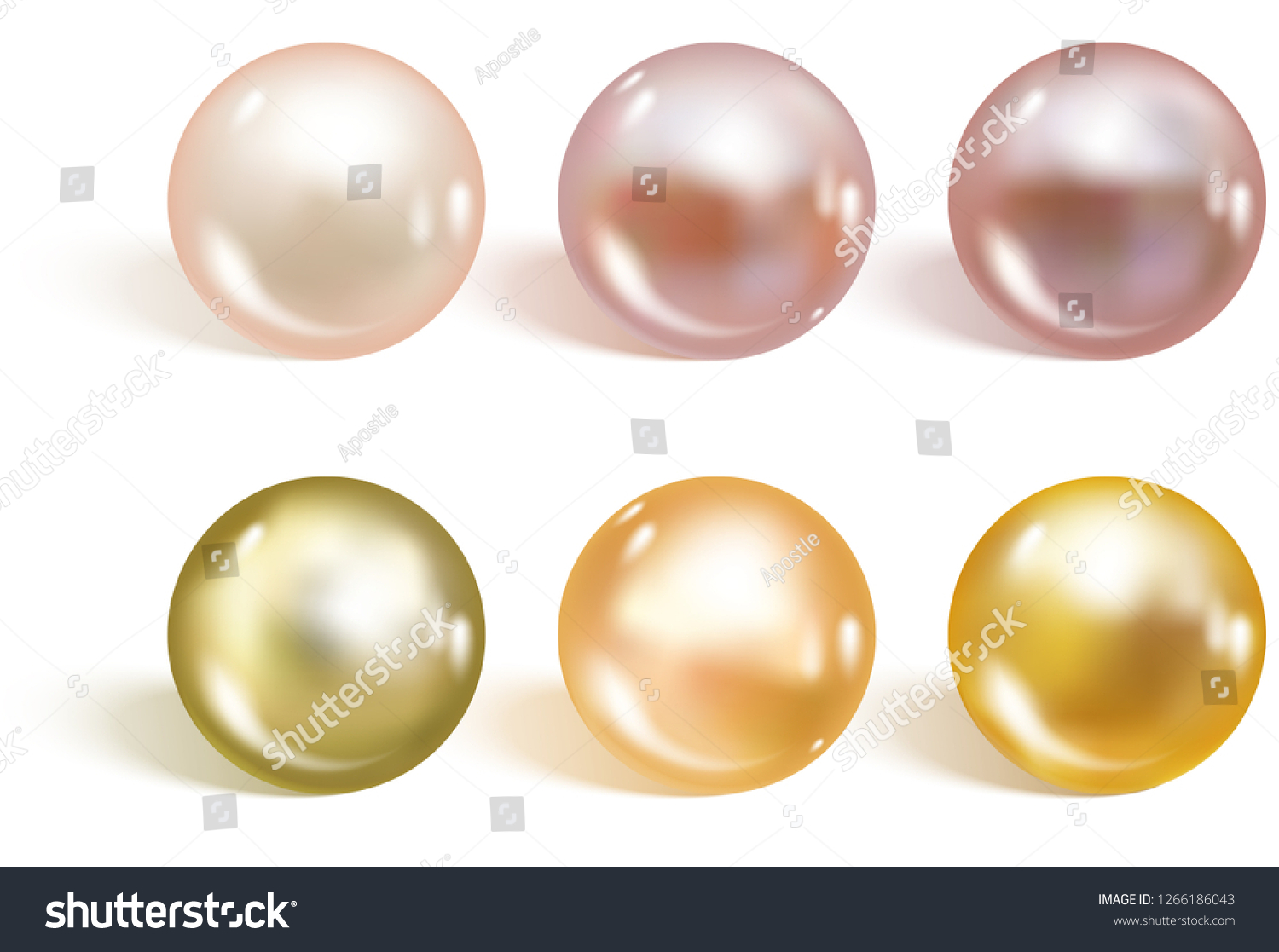 Realistic Different Colors Pearls Set Round Stock Vector Royalty Free 1266186043 Shutterstock 5900