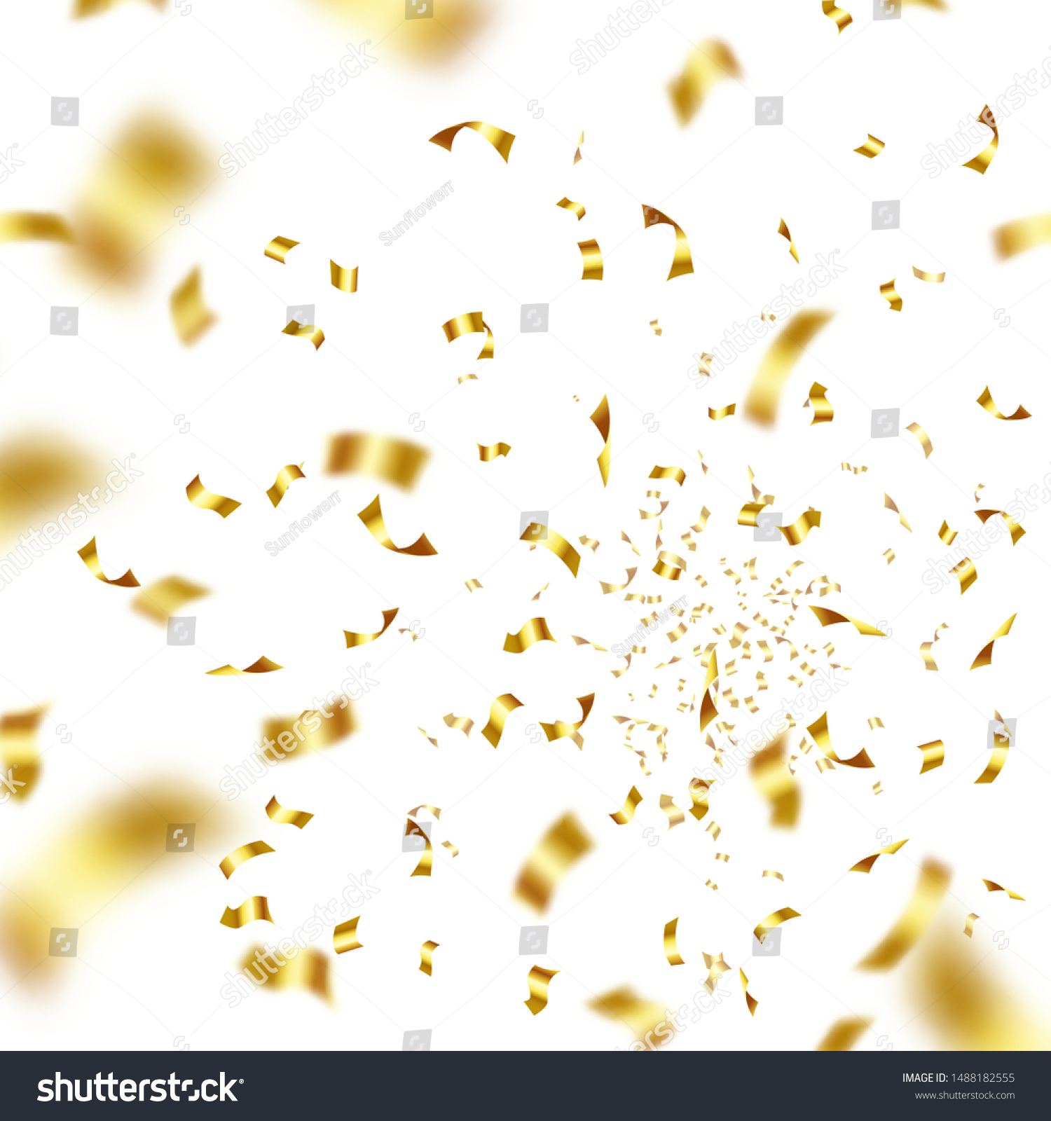 Realistic Falling Golden Confetti Isolated On Stock Vector (Royalty ...