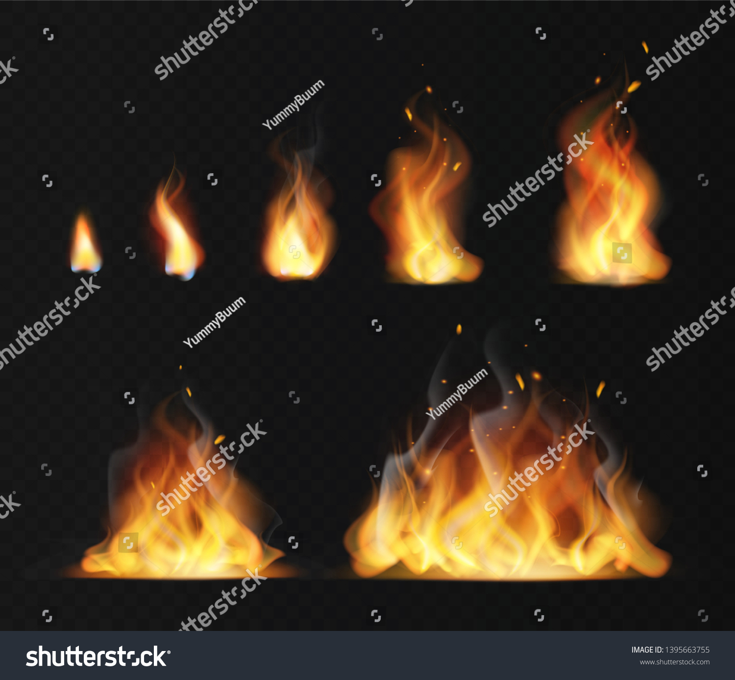 Realistic Flame Hot Fireball Warm Furnace Abstract Signs
