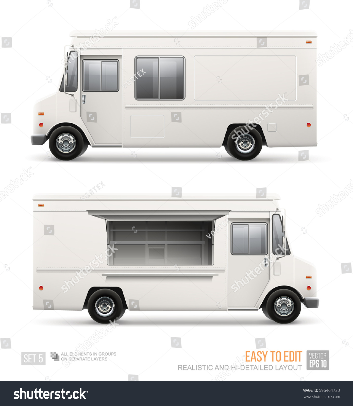 Realistic Food Truck Vector Template Car Stock Vector 596464730 ...