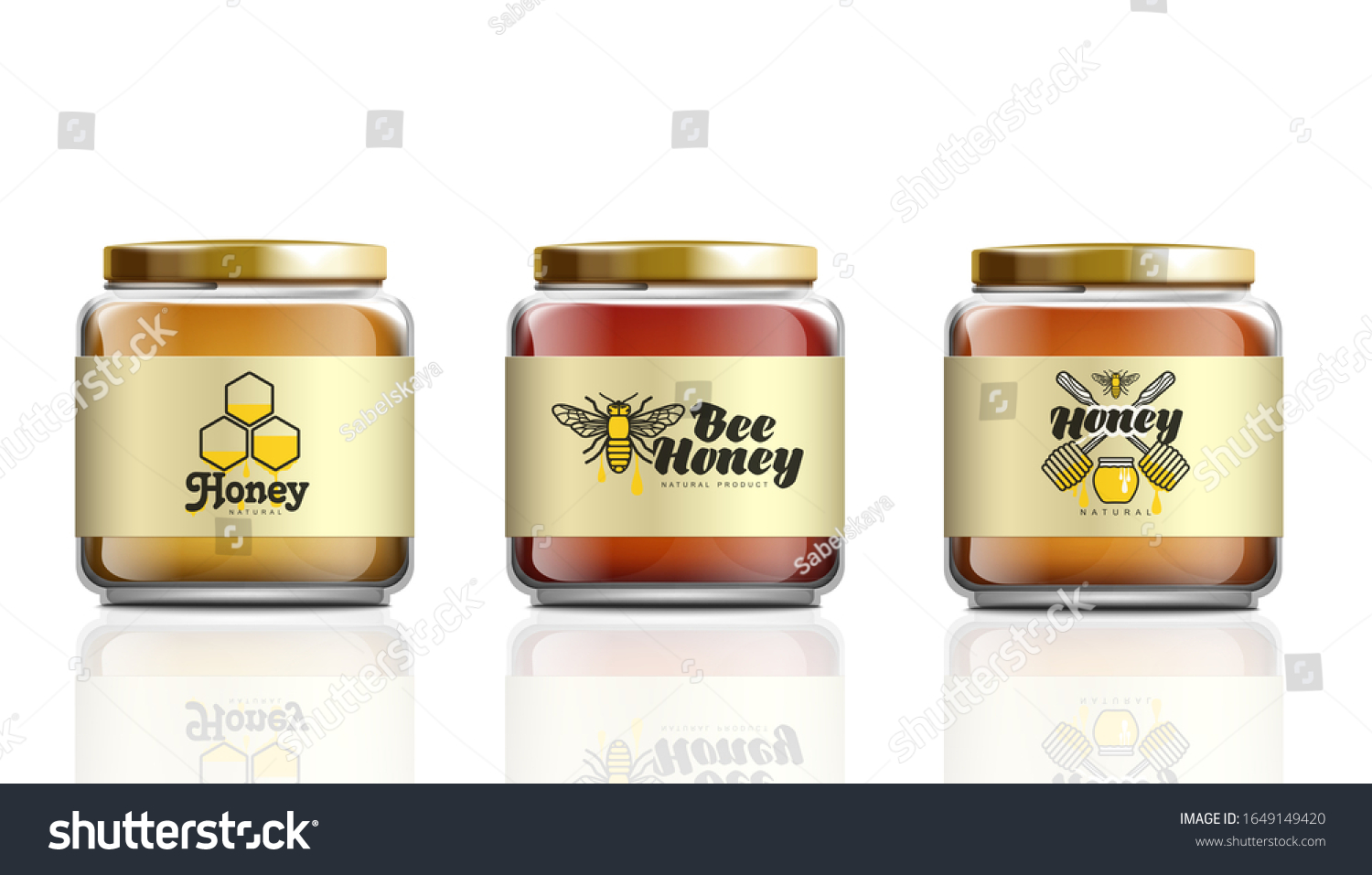 Download Realistic Glass Honey Jar Mockup Set Stock Vector Royalty Free 1649149420