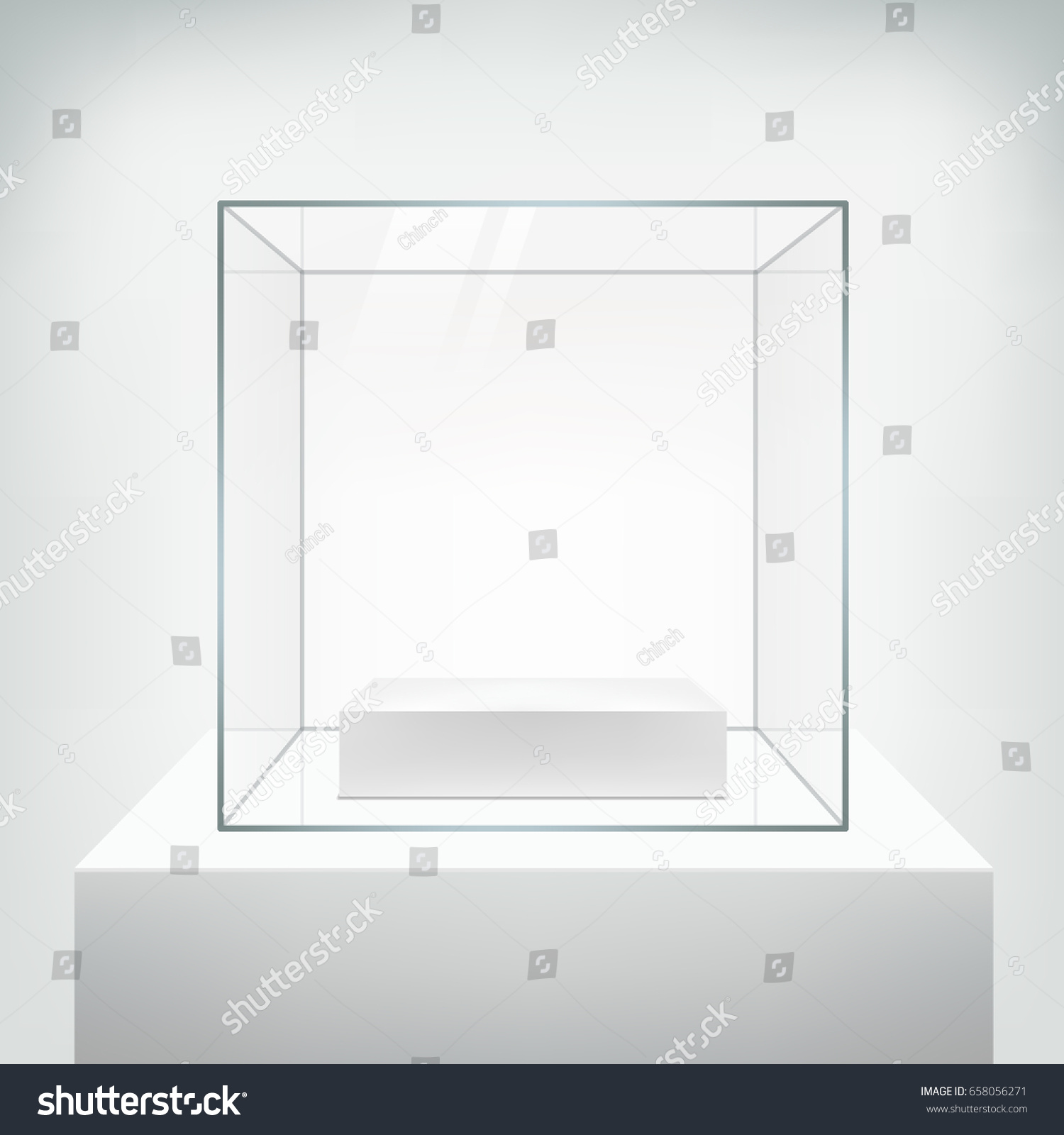 Realistic Glass Square Showcase Vector Empty Stock Vector Royalty Free