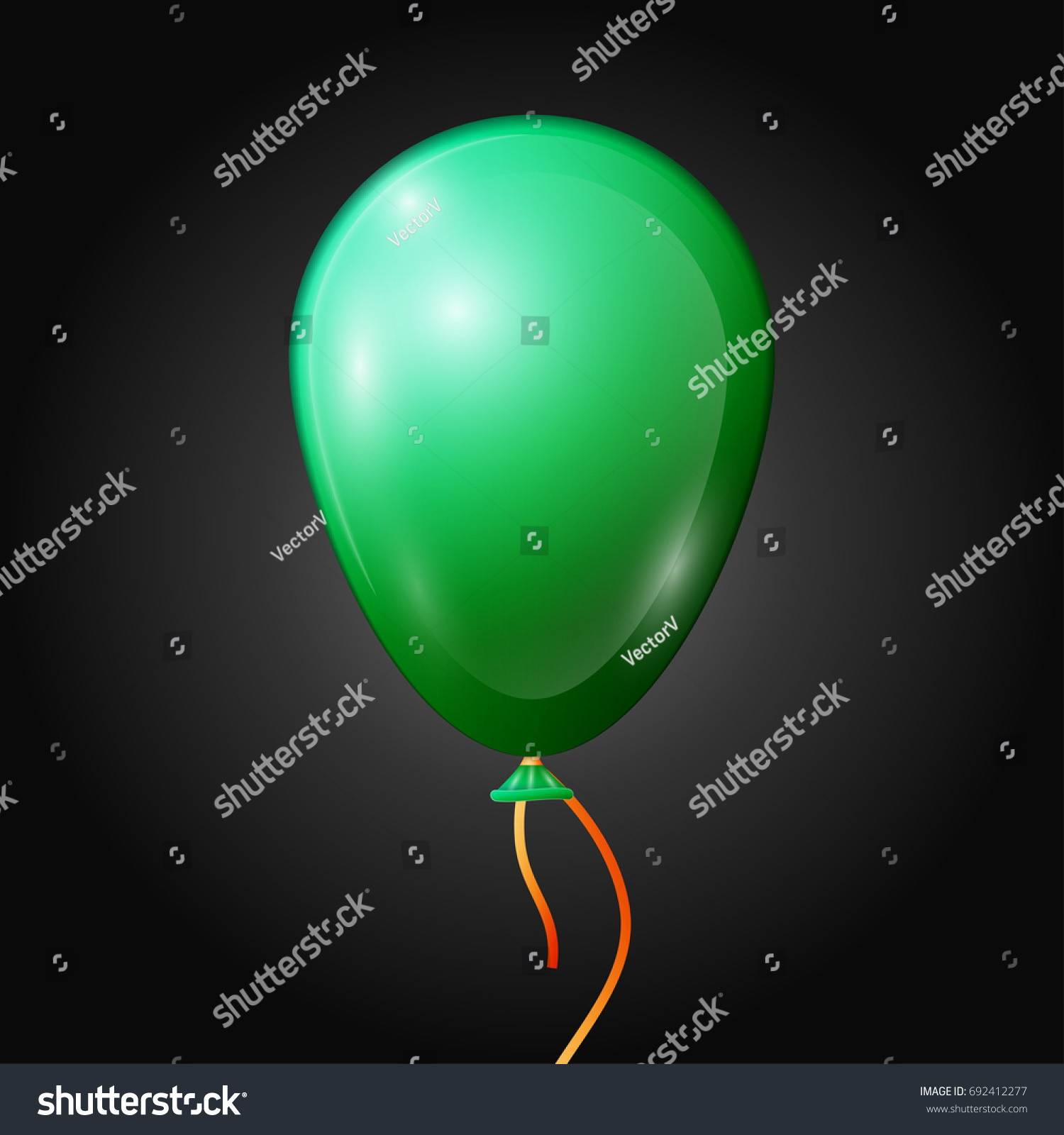 Realistic Green Balloon Ribbon Isolated On Stock Vector Royalty Free