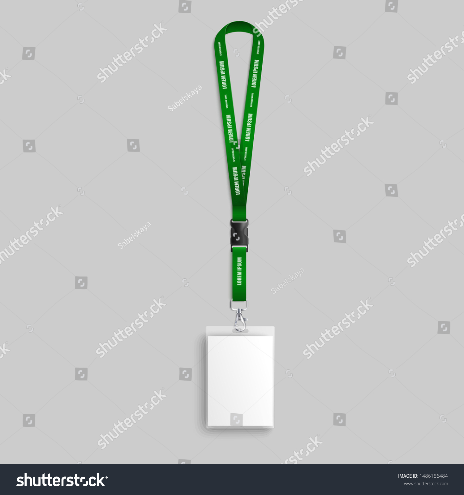 Realistic Green Identity Card Lanyard Mockup Stock Vector (Royalty Free ...