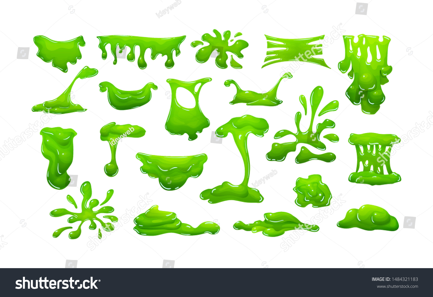 Realistic Green Slime Shape Dripping Blob Stock Vector (Royalty Free