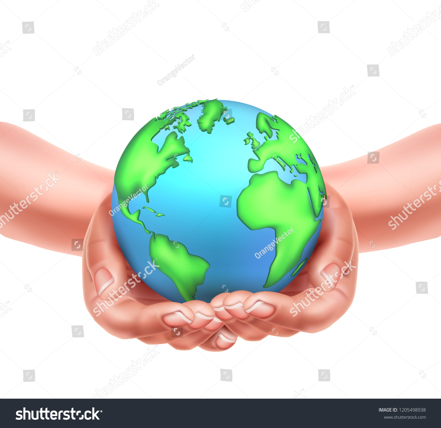 Realistic Hands Holding Planet Earth World Stock Vector Royalty Free