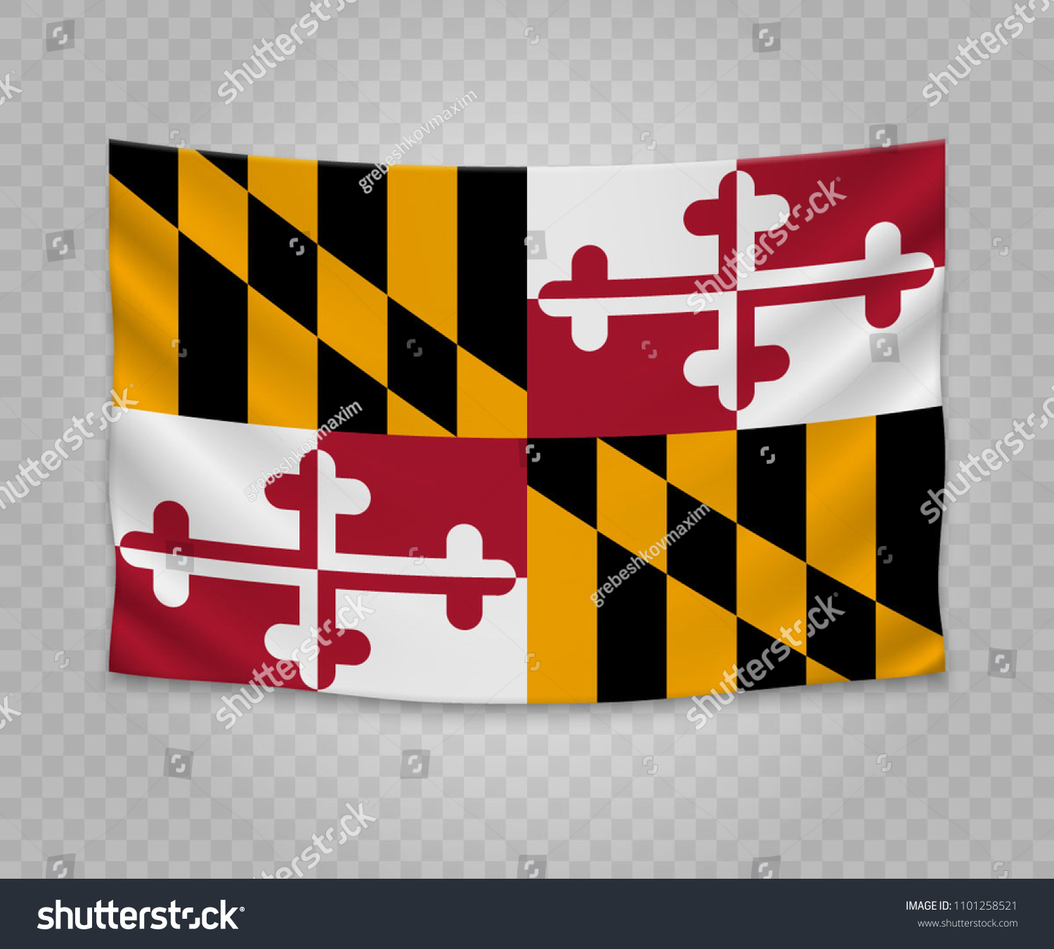 Realistic Hanging Flag Maryland State Usa Stock Vector (Royalty Free ...