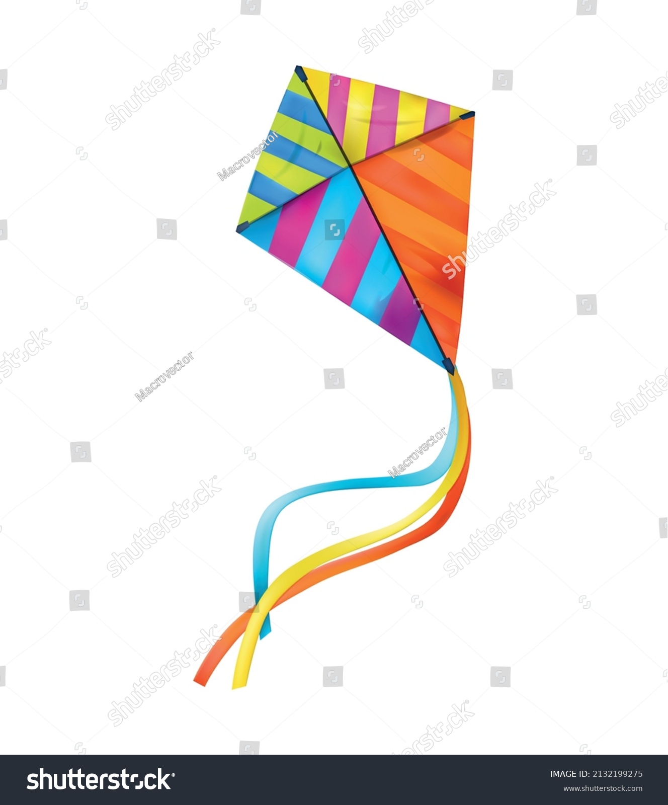 SVG of Realistic kite composition with realistic image of colorful kite on blank background vector illustration svg