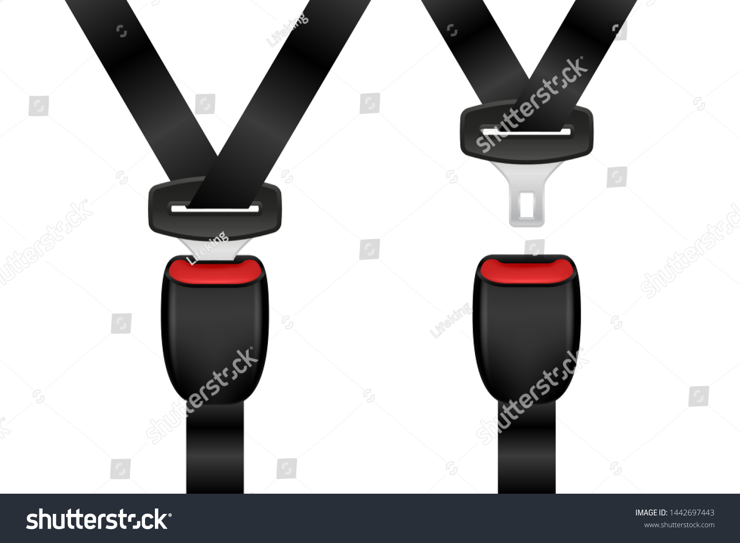 Realistic Locked Unlocked Seat Belt Set Stock Vector (Royalty Free