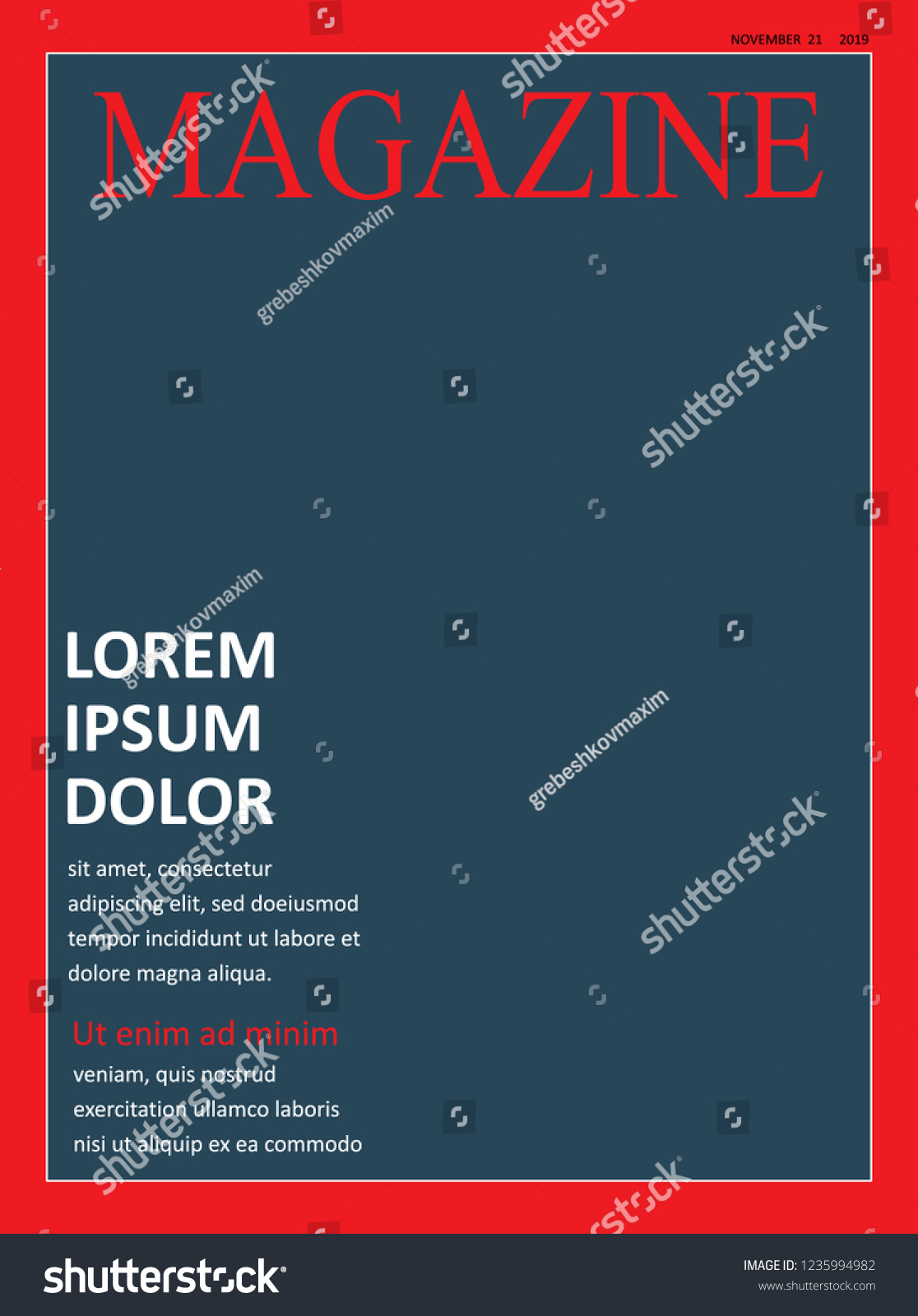 Realistic Magazine Front Page Template Vector Stock Vector (Royalty ...