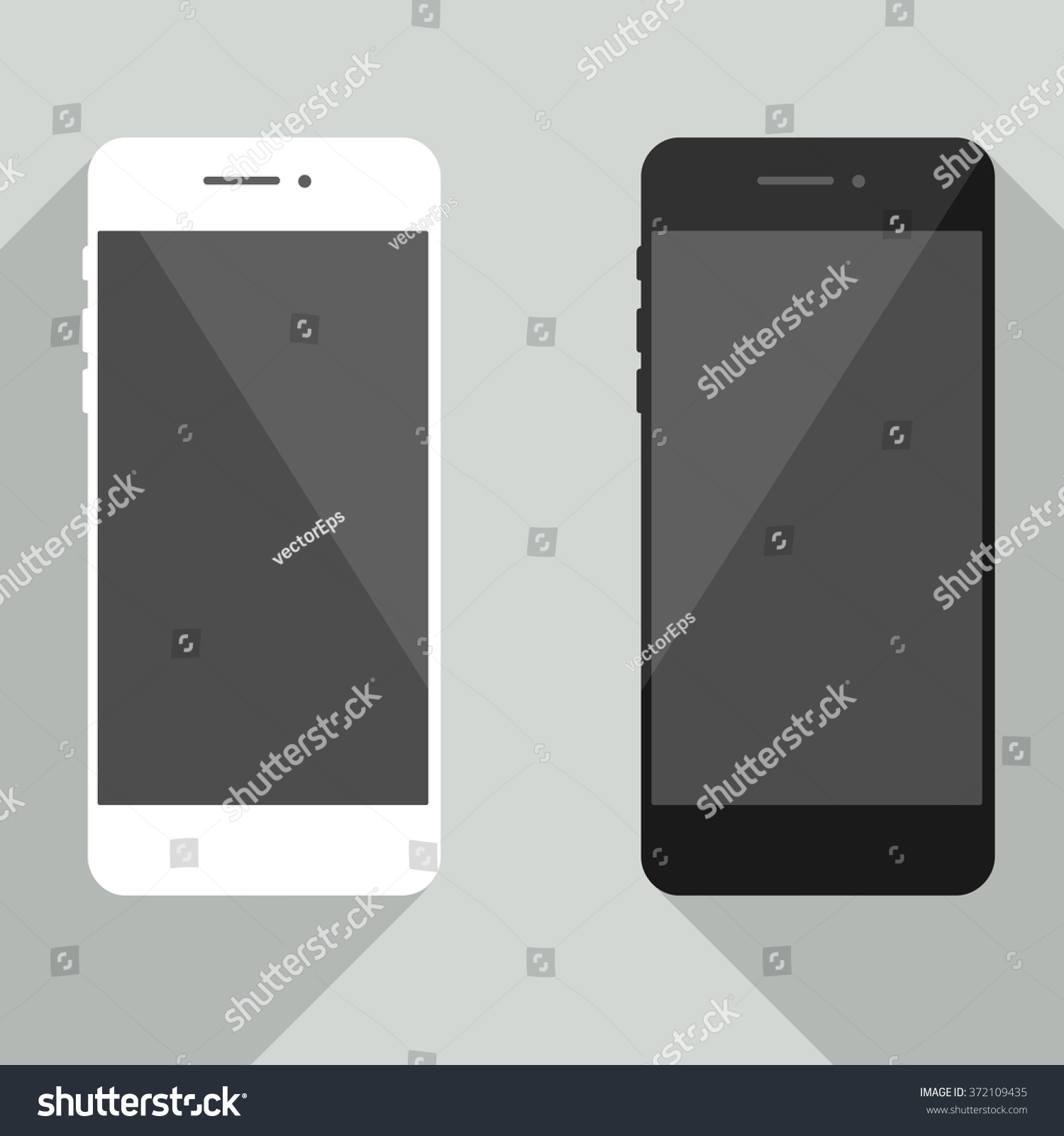 Realistic Mobile Phone Collection In New Iphone Style. White And Black ...