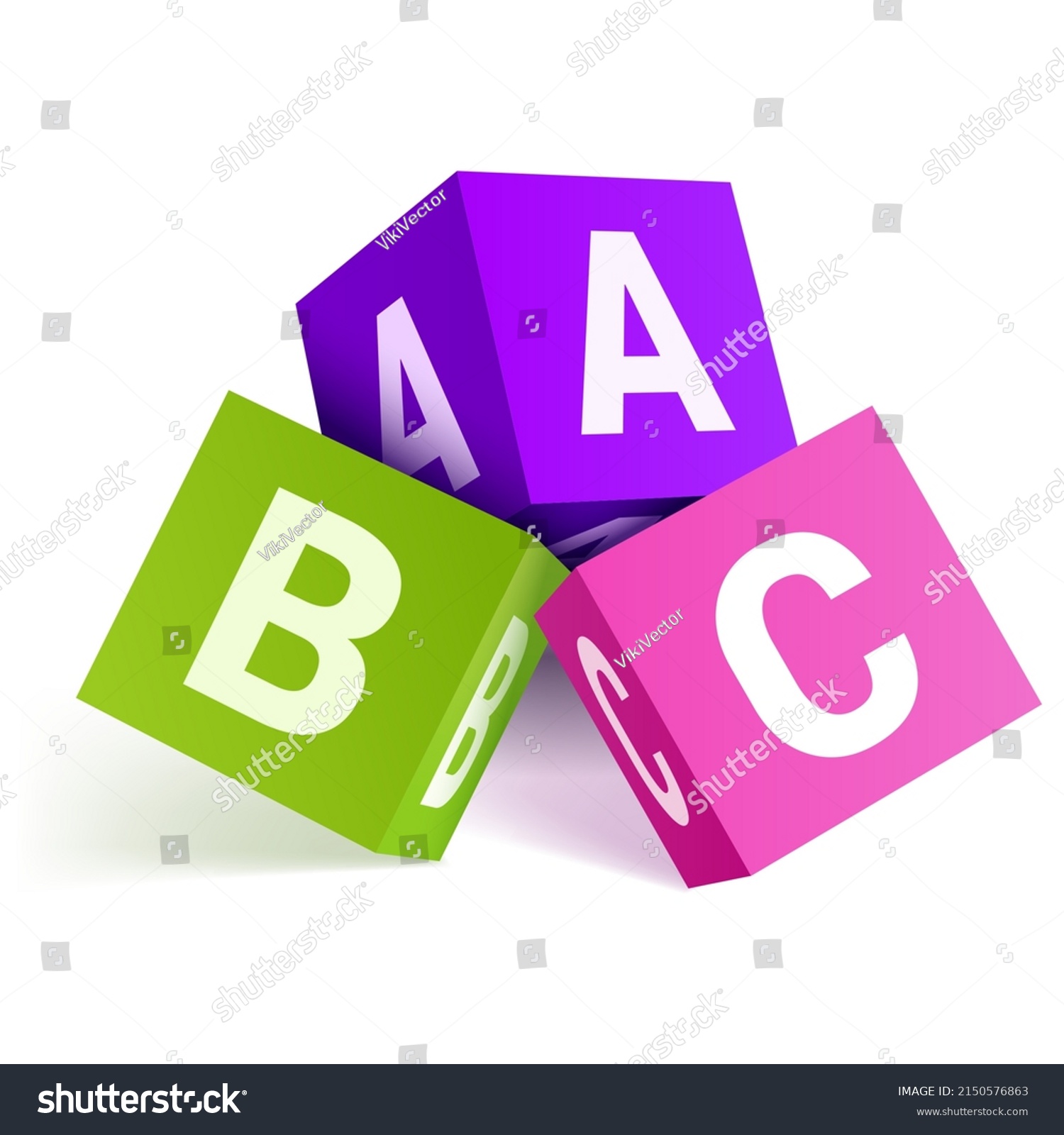Realistic Multicolored Childrens Cubes Letters 3d Stock Vector (Royalty