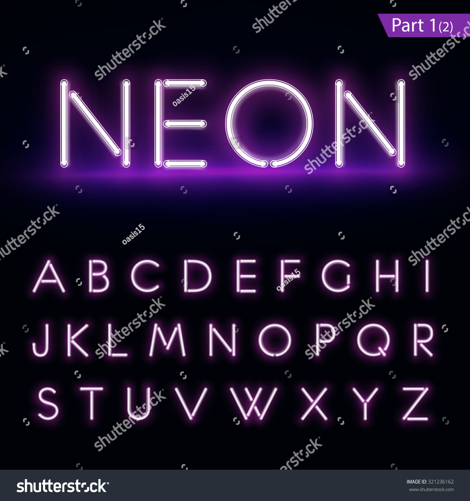 Realistic Neon Alphabet. Purple, Blue Glowing Font. Vector Format Part ...