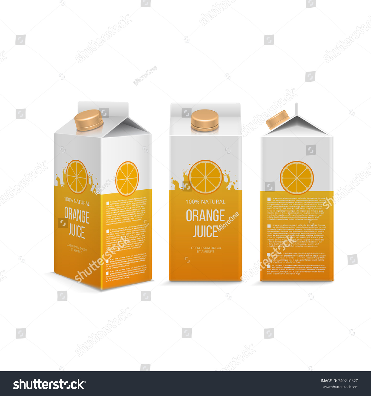 SVG of Realistic orange juice box in different projections. Box with juice pack isolated in white illustration vector svg