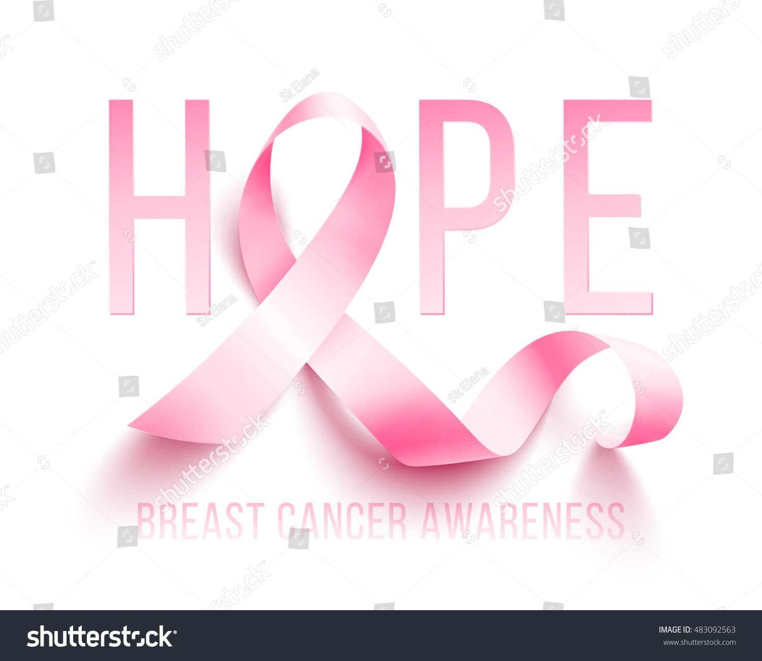 Realistic Pink Ribbon Breast Cancer Awareness Stock Vector (Royalty ...