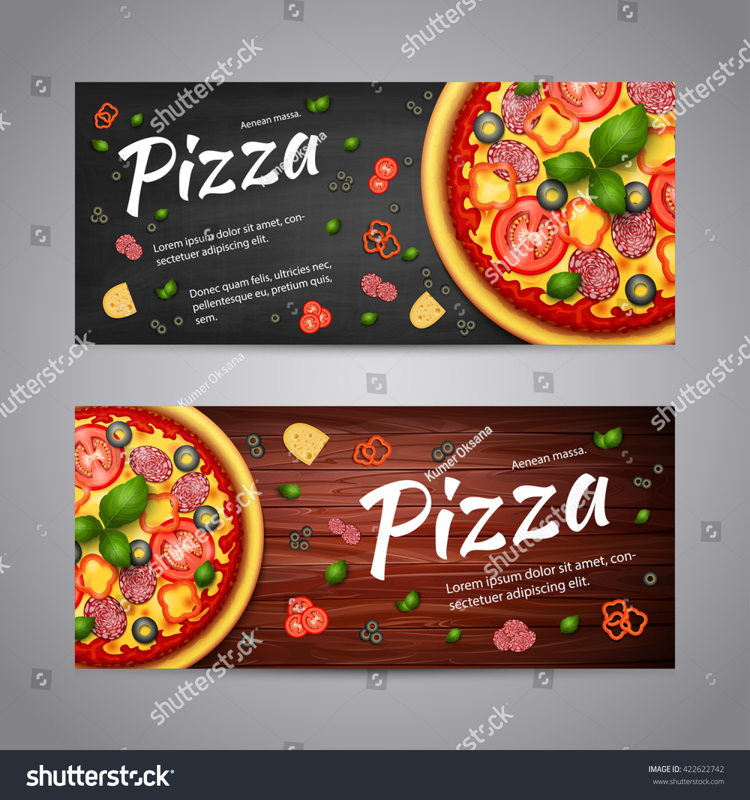 Realistic Pizza Pizzeria Flyer Vector Background Stock Vector Royalty Free