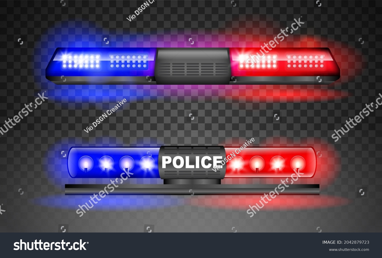 SVG of realistic police siren light beacon flasher isolated, emergency light red blue siren, led flasher set siren police. eps format svg