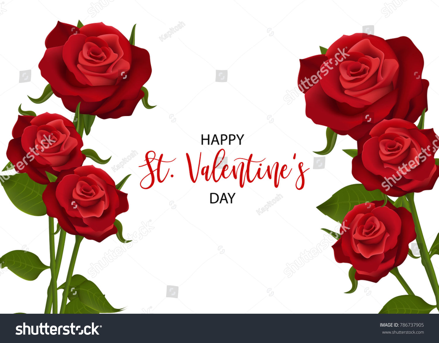 Realistic Red Rose St Valentines Day Stock Vector Royalty Free 786737905