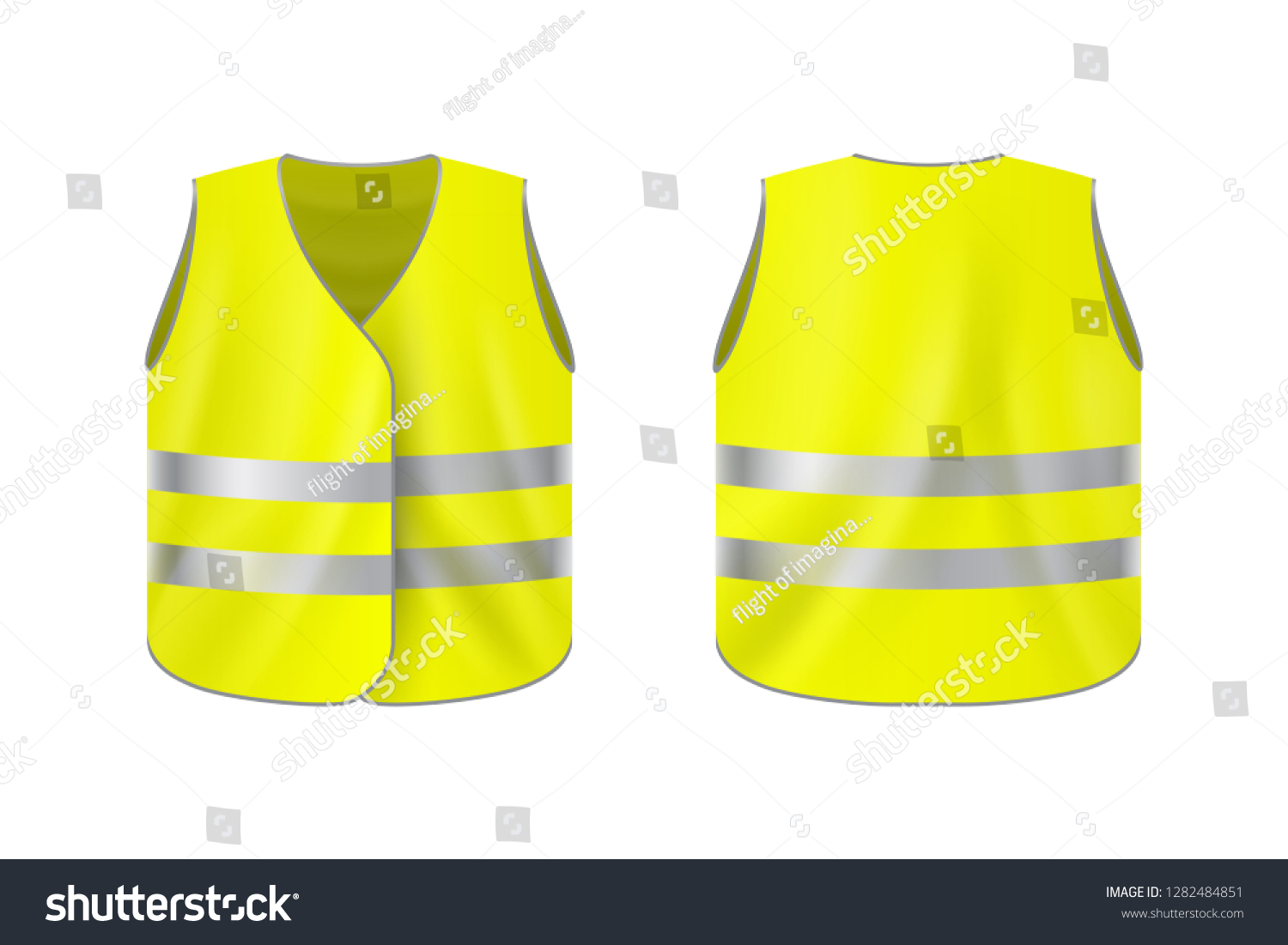 SVG of Realistic reflective vest, front and back view, safety jacket on plain background svg