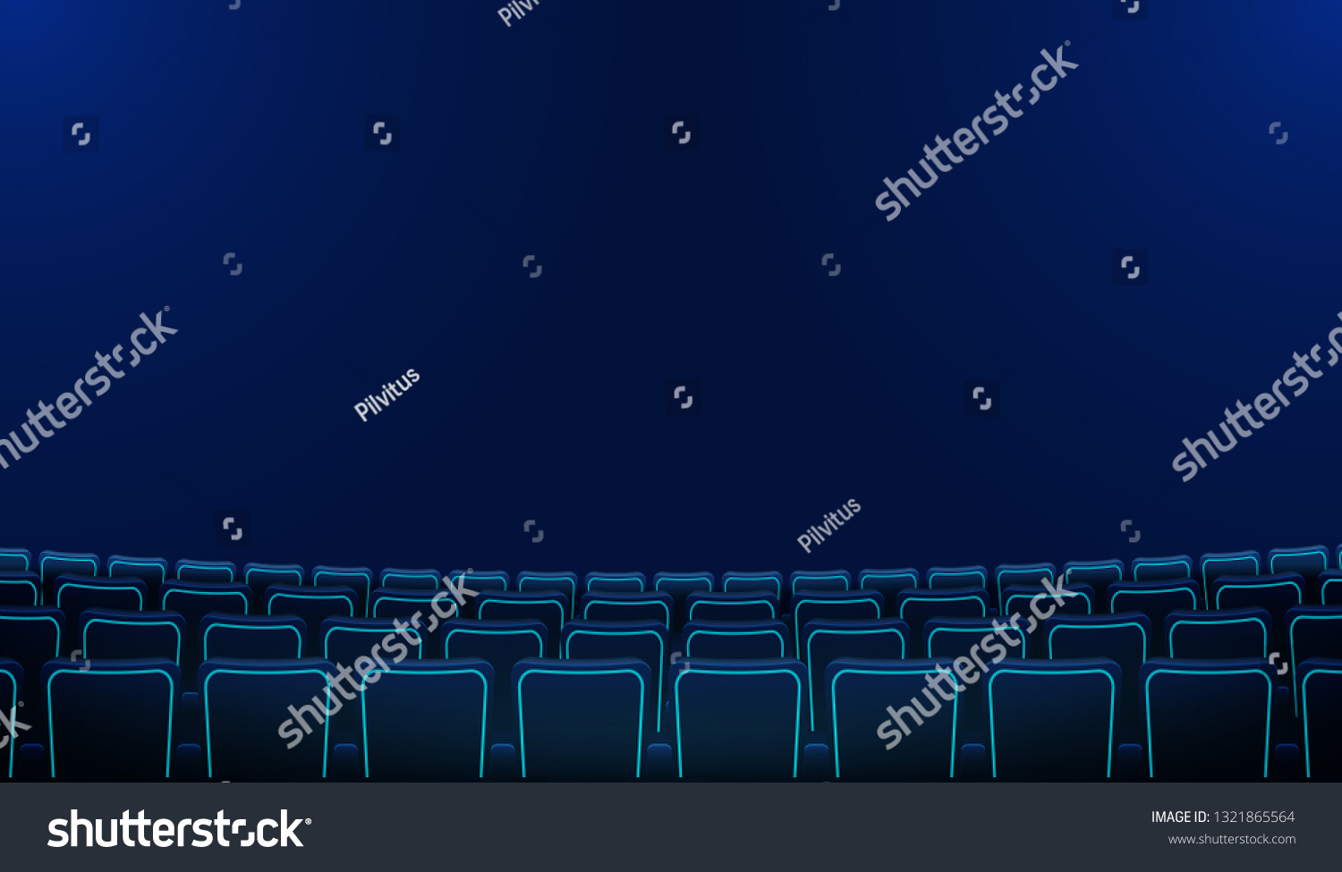 Realistic Rows Blue Chairs Cinema Movie Stock Vector (Royalty Free ...