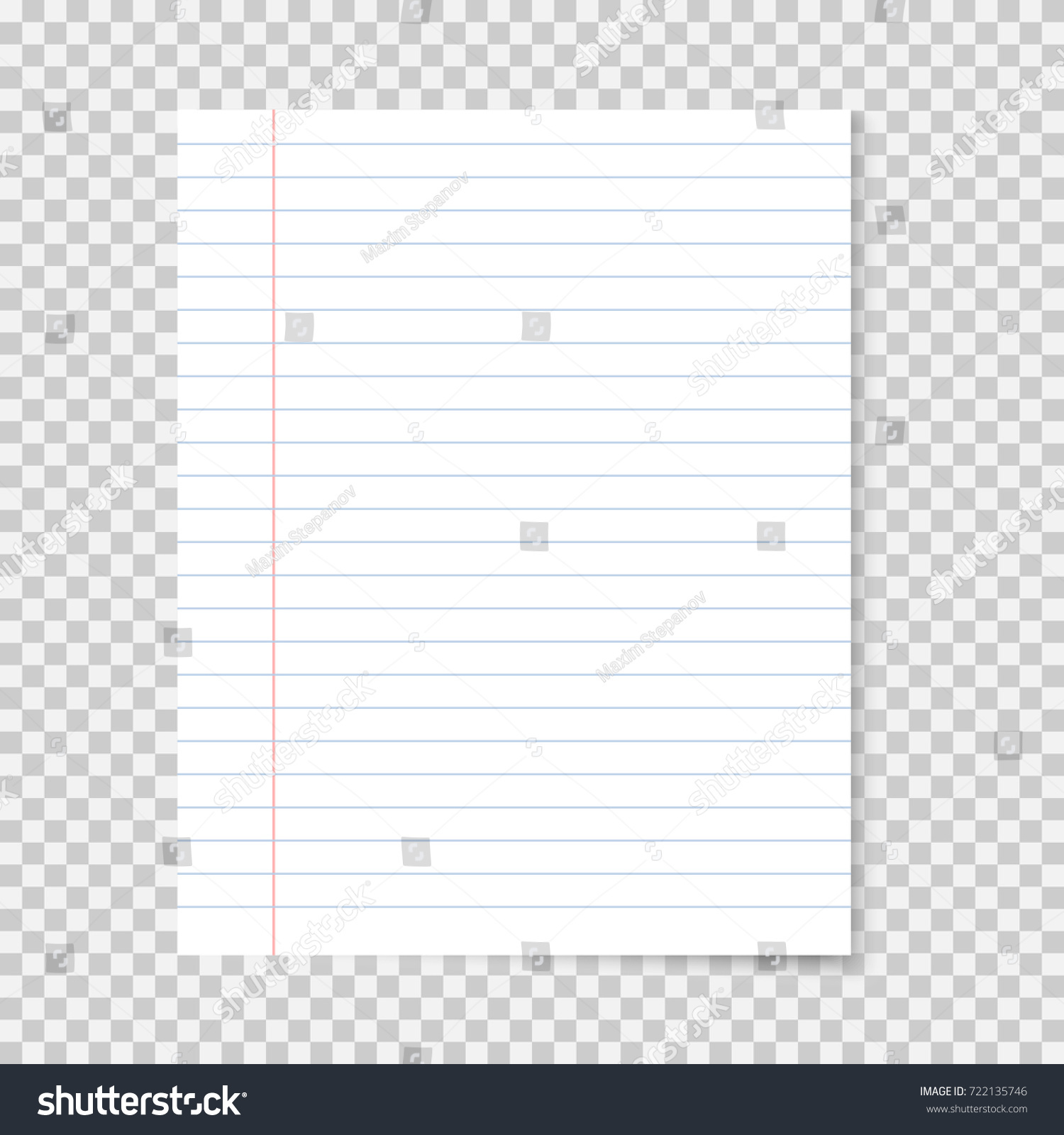 Realistic School Notebook Paper Lined Sheet Stock Vector (Royalty Free ...