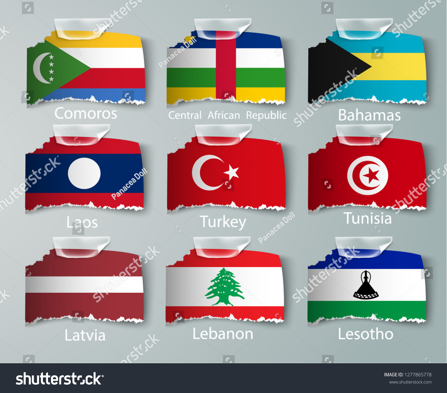 Realistic Set Flags Paper Countries Tapes Stock Vector (Royalty Free ...