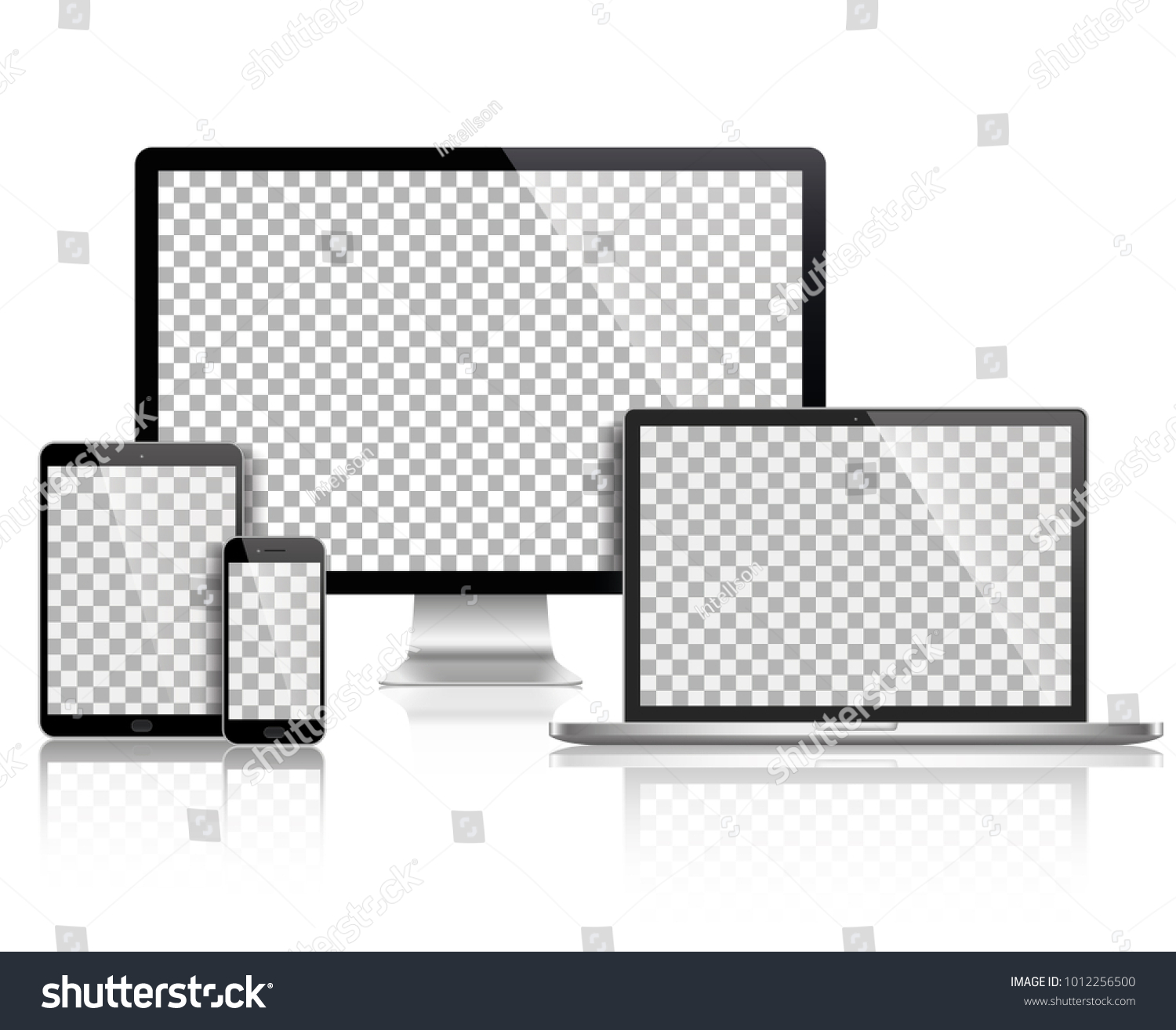 Realistic Set Monitor Laptop Tablet Smartphone Stock Vector (Royalty ...