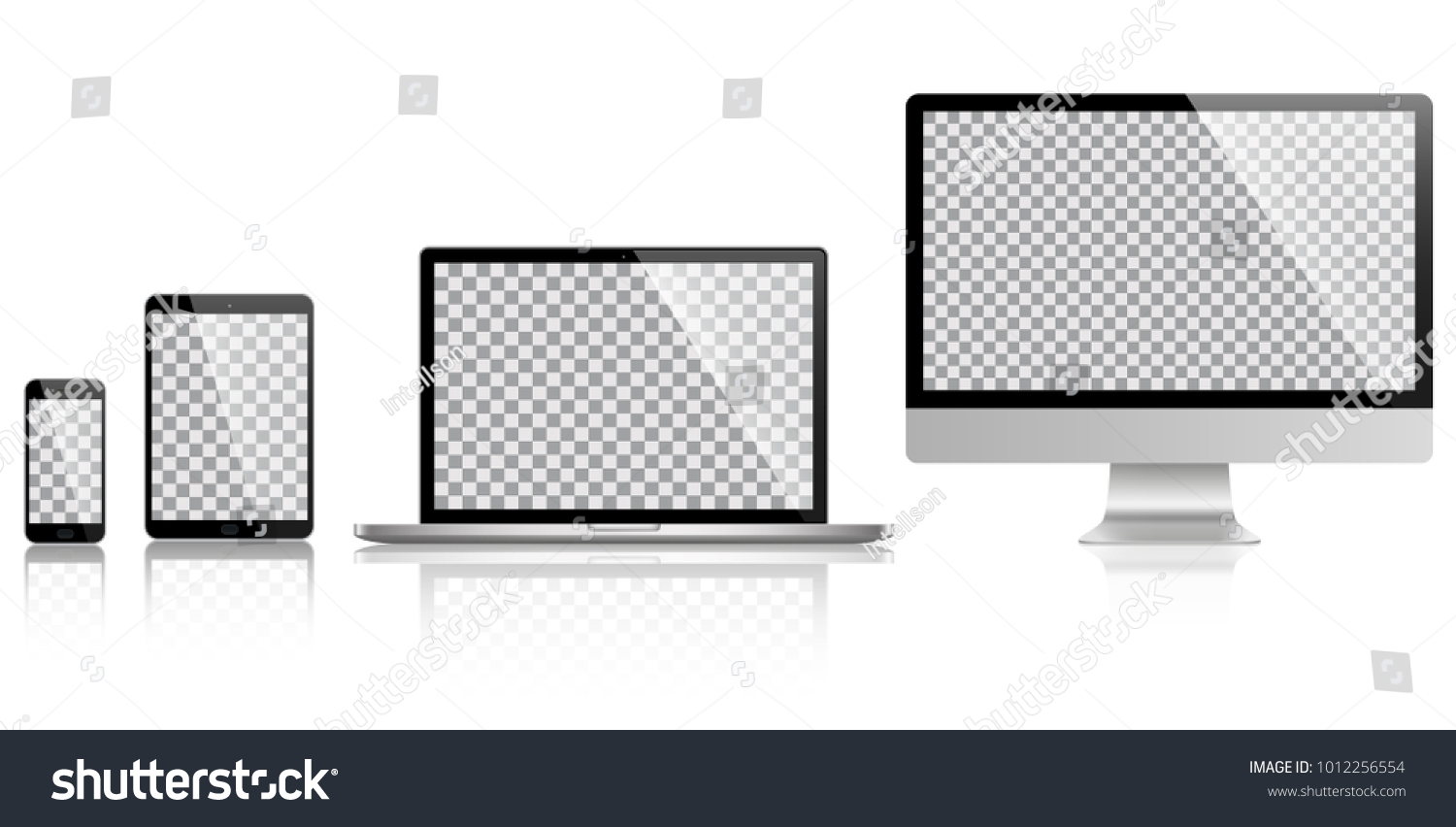 Realistic Set Monitor Laptop Tablet Smartphone Stock Vector (Royalty ...