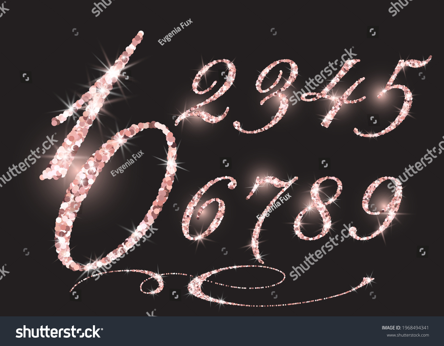 Realistic Shining Rose Gold Glitter Numbers Stock Vector (Royalty Free