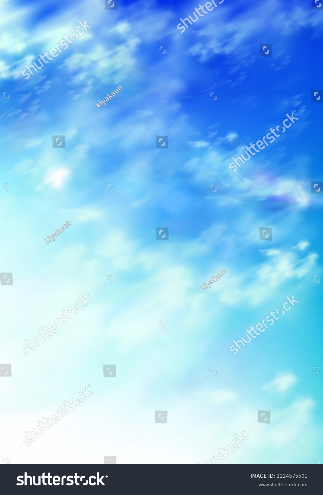SVG of Realistic sky, blue heaven with white soft fluffy clouds abstract natural background. Tranquil cloudscape view, vivid fantasy vertical backdrop, beautiful skyey paradise, 3d vector illustration svg