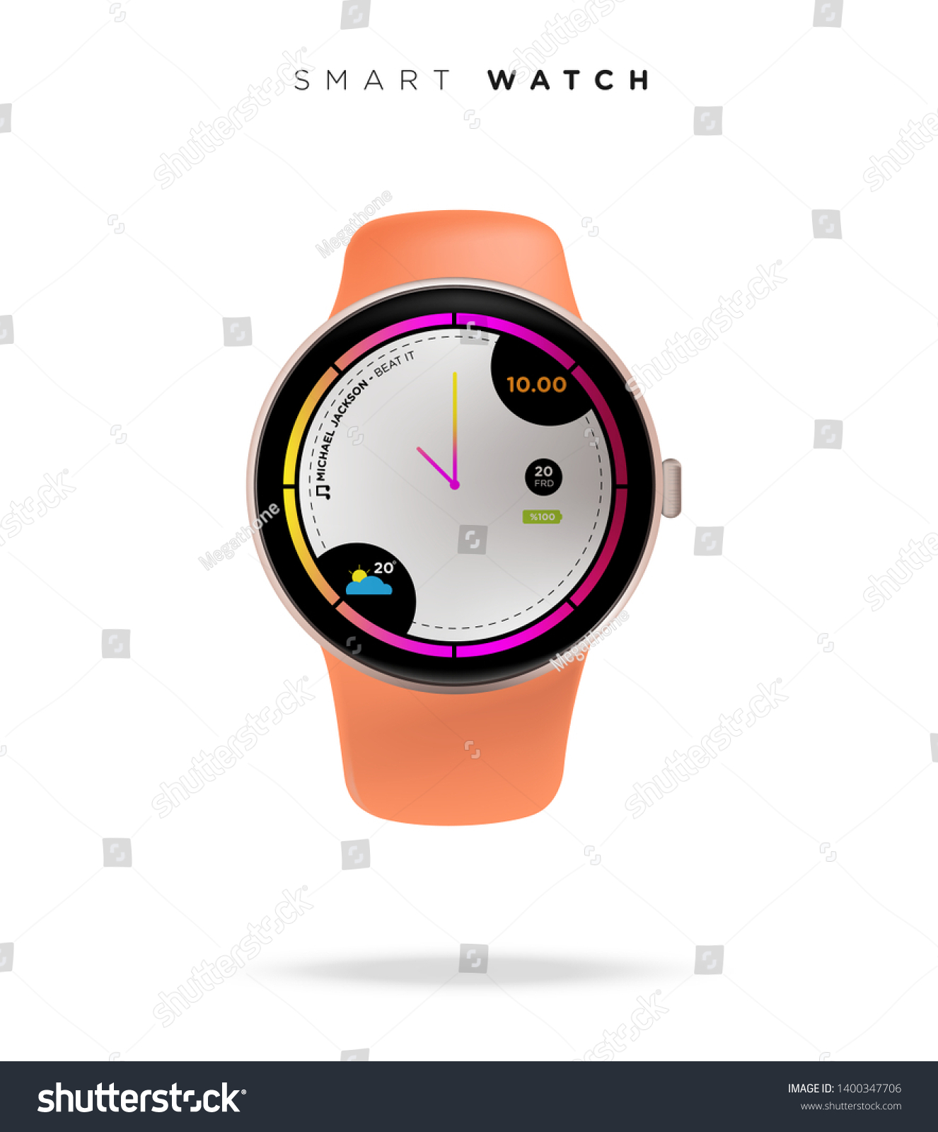 Realistic Smart Watch Round Frame Stock Vector (Royalty Free