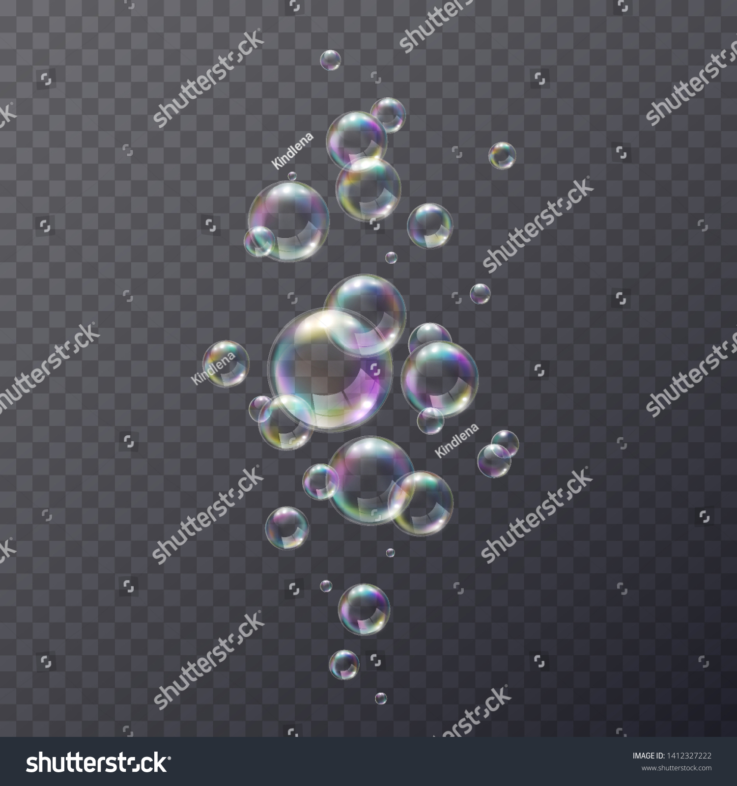透明な背景にリアルなシャボン玉と虹の色 ベクター水泡セット カラフルな虹色のガラスボールまたは球テンプレート のベクター画像素材 ロイヤリティフリー