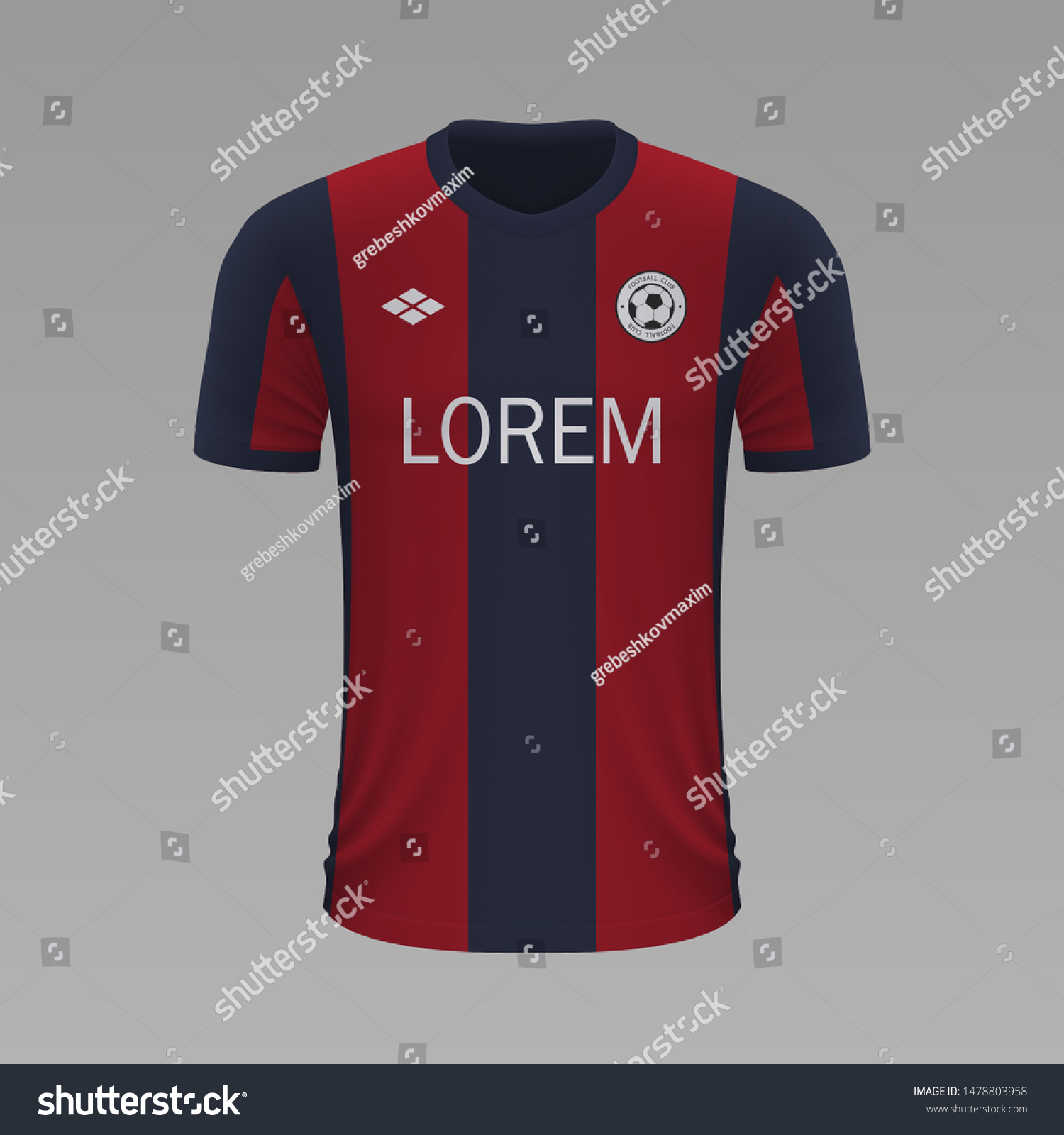 Realistic Soccer Shirt Bologna 2020 Jersey Stock Vector (Royalty Free ...