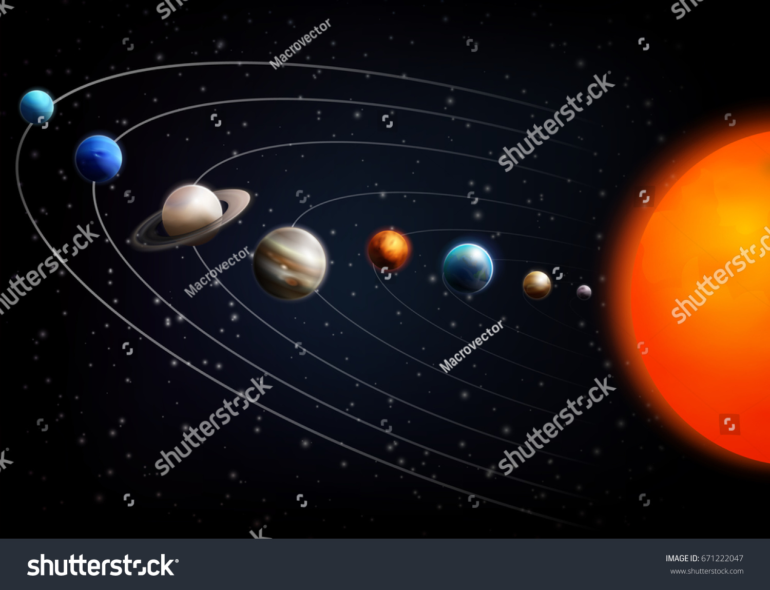 Realistic Space Background All Planets Solar Stock Vector (Royalty Free ...