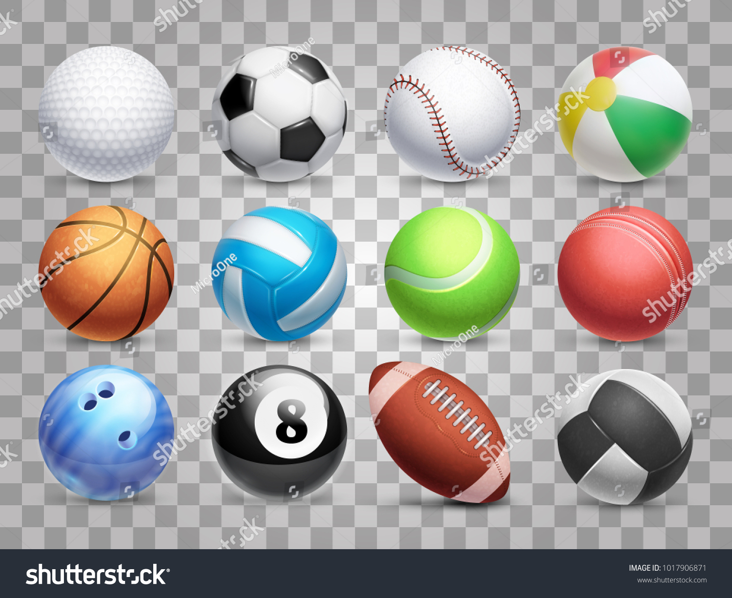 透明な背景にリアルなスポーツボールのベクター画像セット サッカーや野球 サッカーの試合 テニスのイラスト のベクター画像素材 ロイヤリティフリー