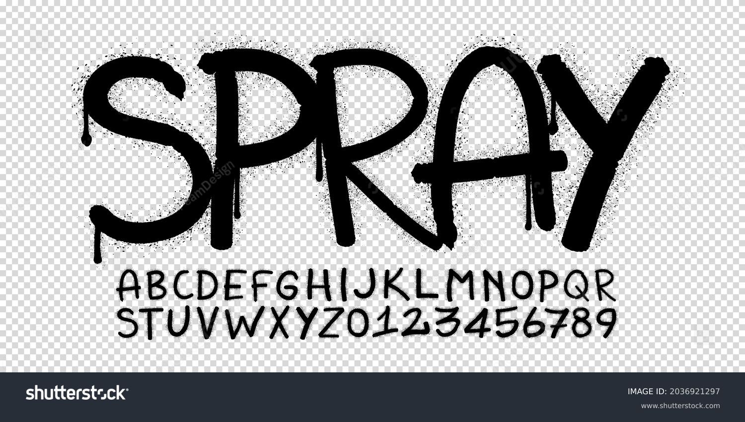SVG of Realistic spray graffiti paint font on transparent background in vector format svg