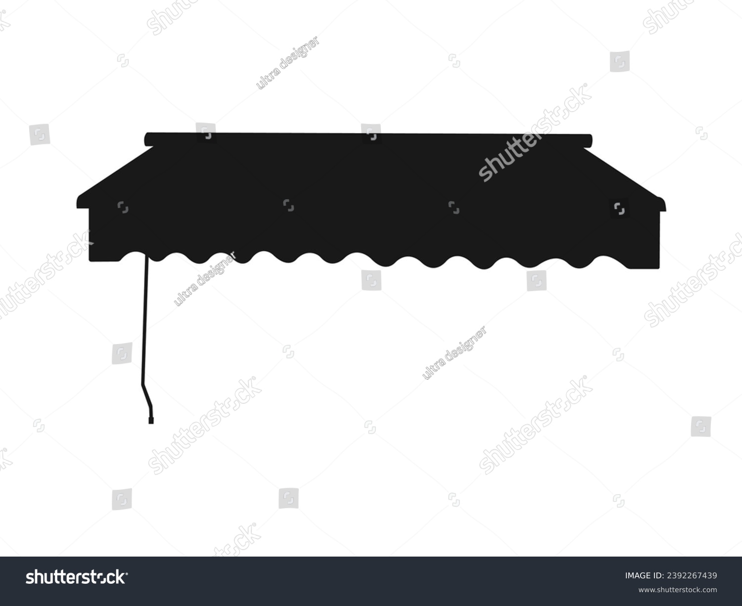 SVG of Realistic striped store sunshade awning, shop canopy. Black and white market umbrella. Cafe or restaurant exterior shade elements. Cafe sunshade, store awning or roof with red and white isolated. svg