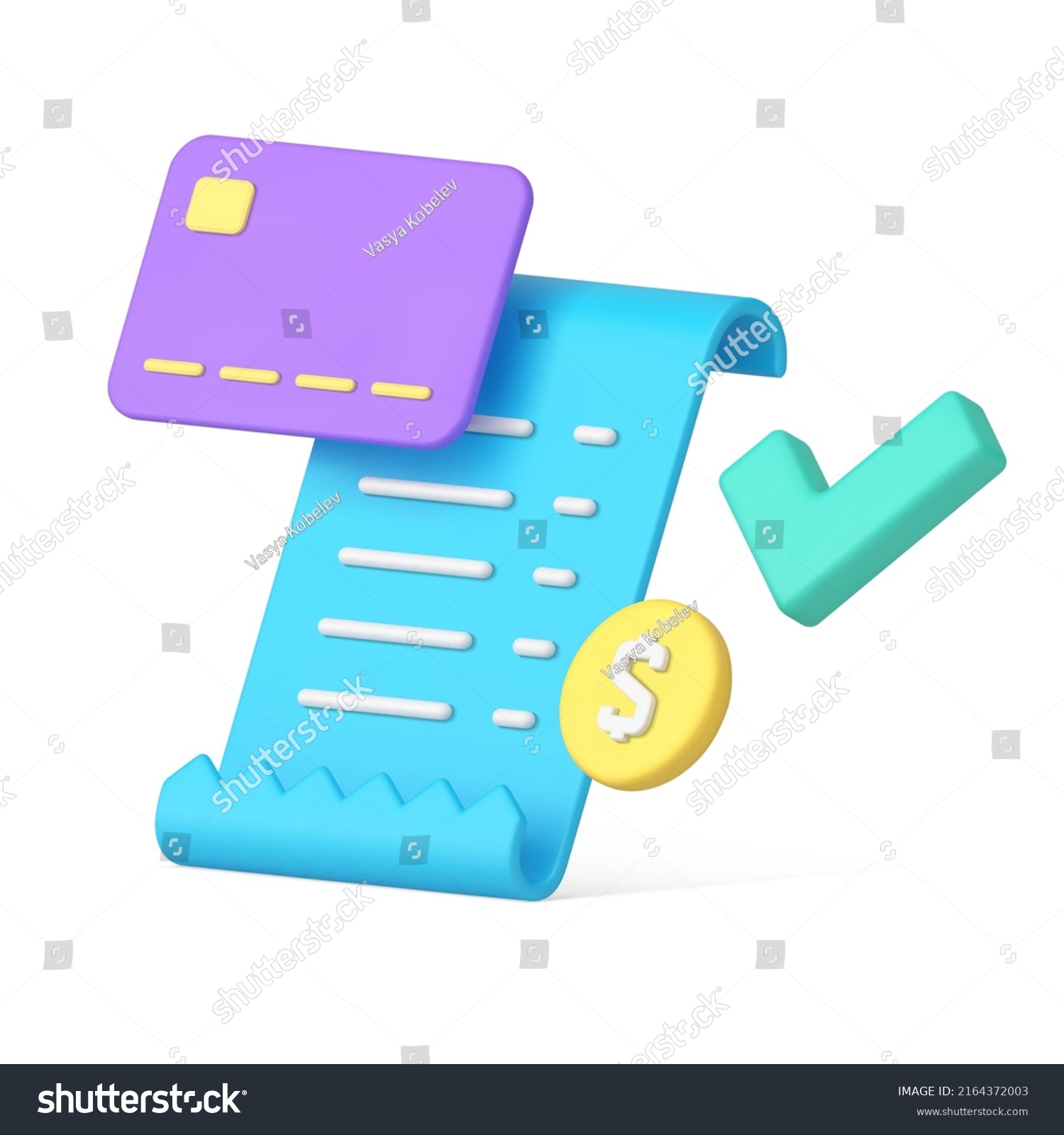 SVG of Realistic success banking paid paper document with checkmark diagonal placed isometric 3d icon vector illustration. Accounting payment tax form business invoice pay confirm order notification svg