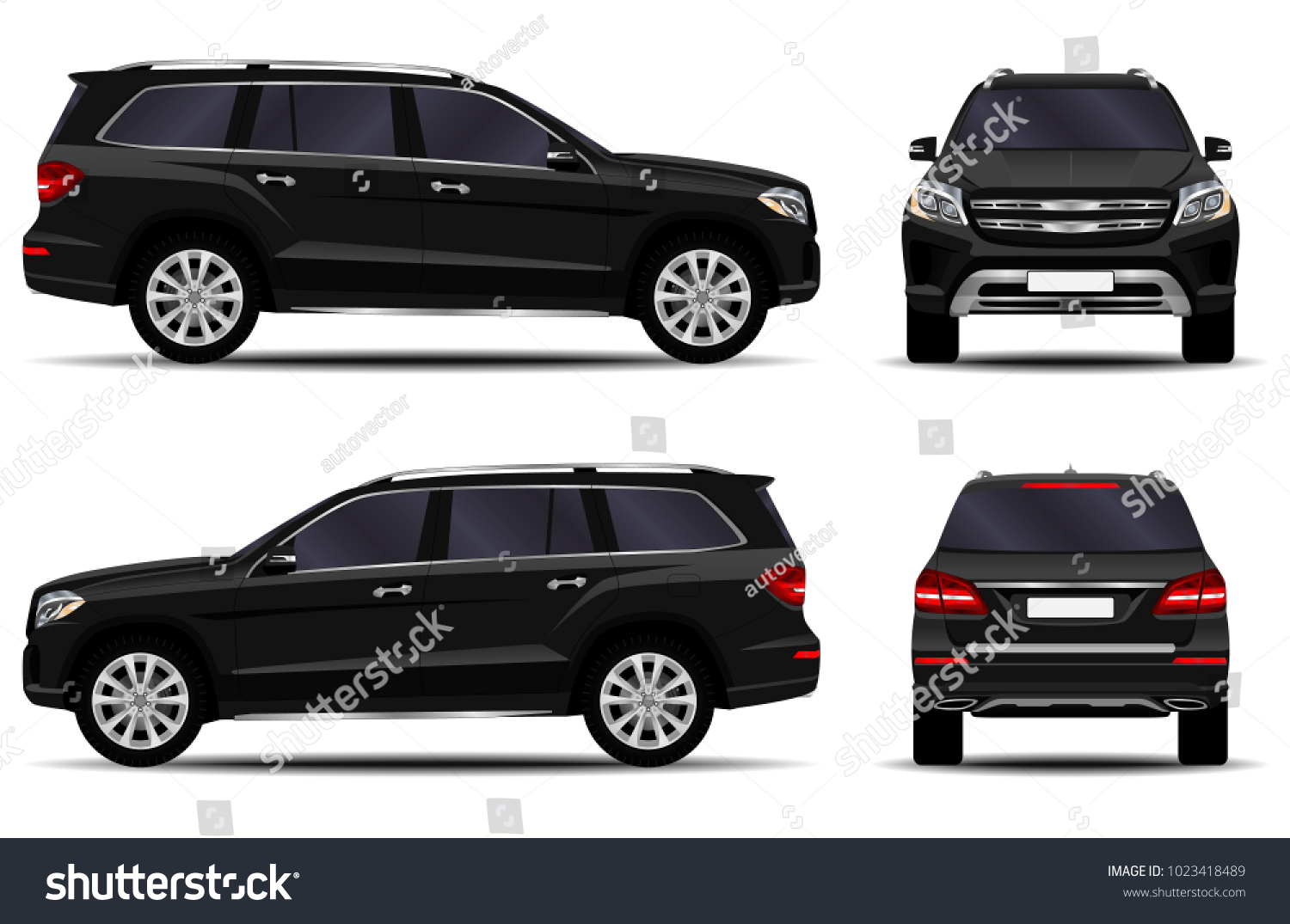 Realistic Suv Car Front View Side Stock Vector (Royalty Free) 1023418489