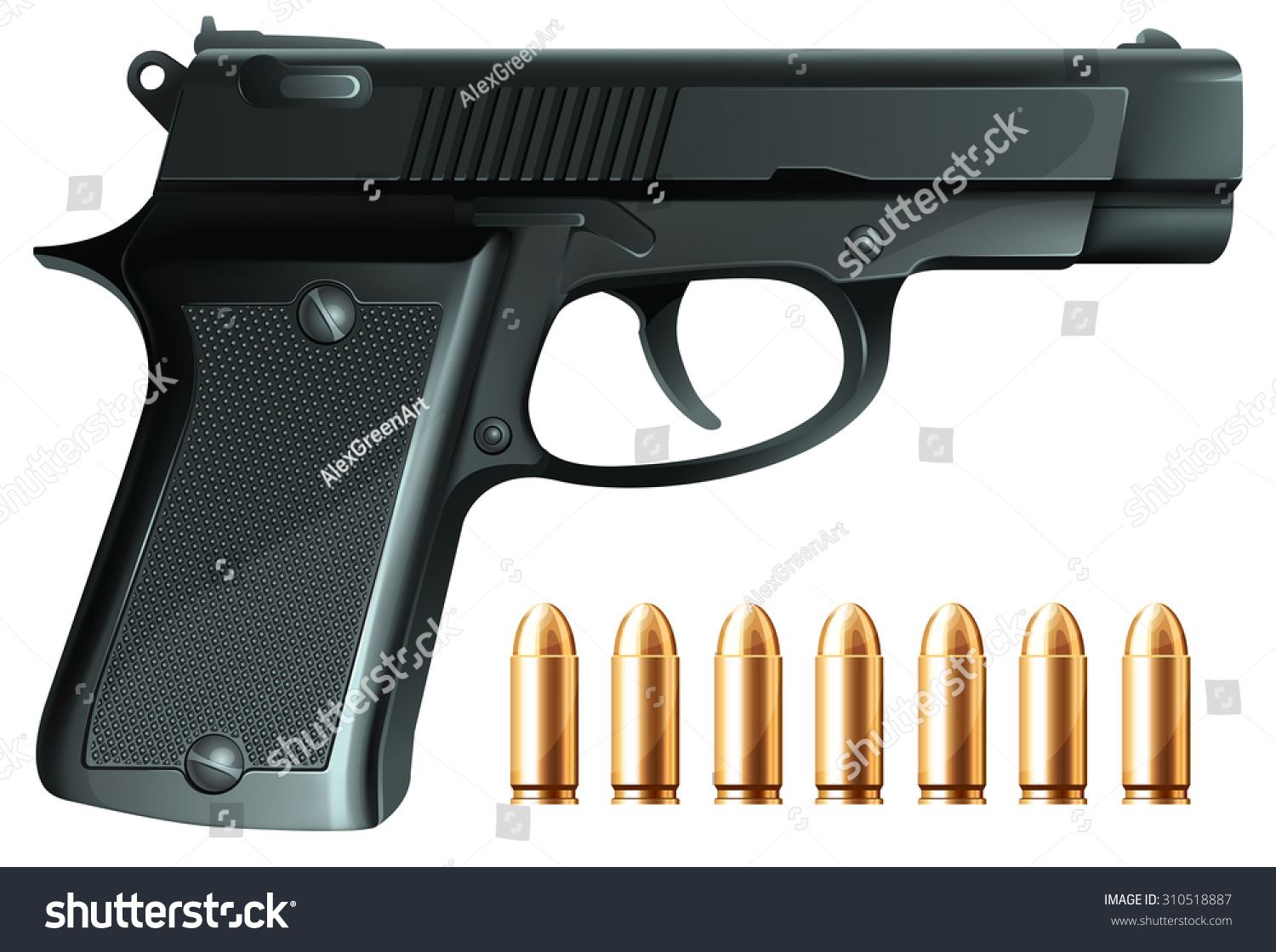 Realistic Vector Gun - 310518887 : Shutterstock