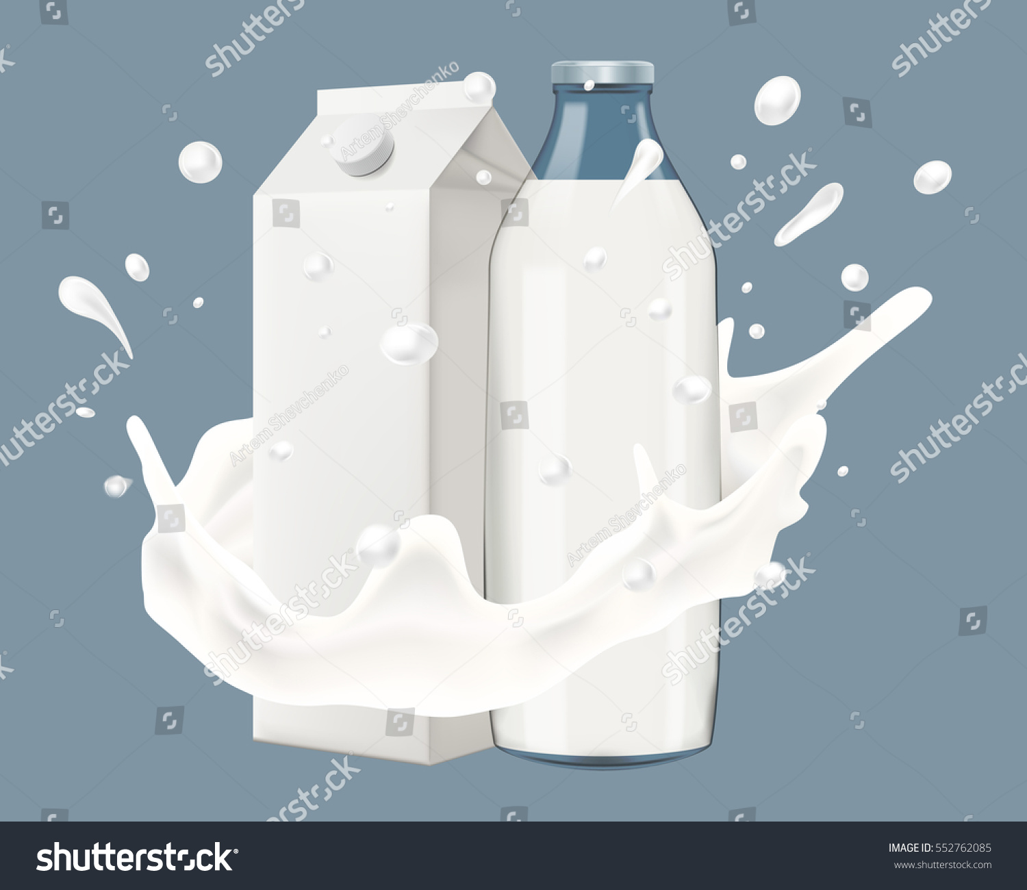 Realistic Vector Illustration Milk Splash Bottle 库存矢量图（免版税）552762085 ...