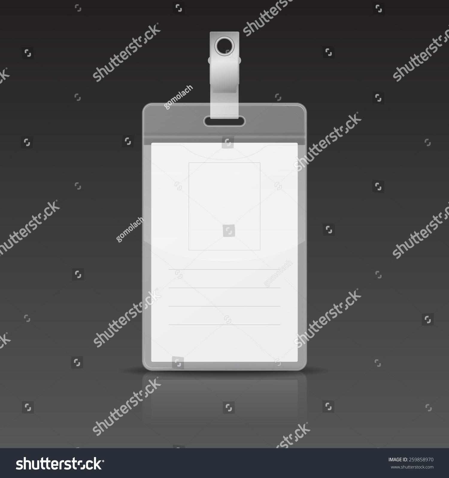 Realistic Vertical Card Name Or Id Card With Reflection On Black ...