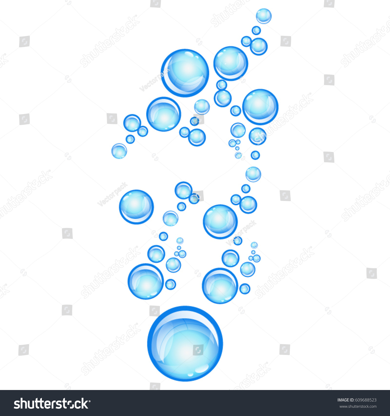 Realistic Water Bubbles Which Rises On Stock Vector 609688523 ...