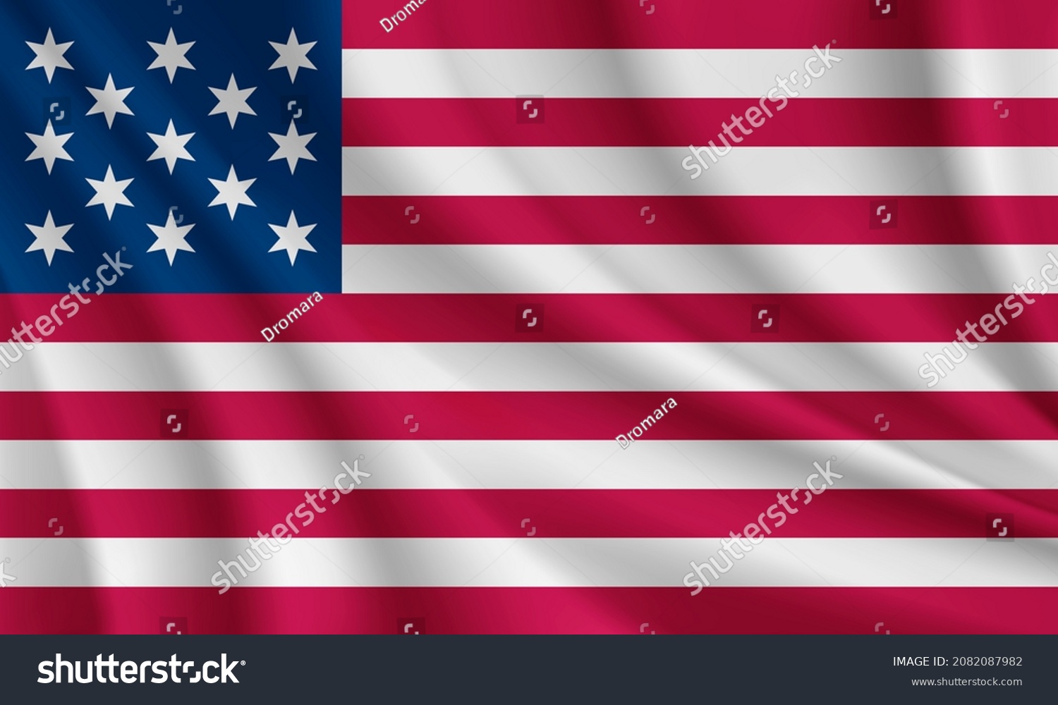 SVG of Realistic waving flag of USA Francis Hopkinson's, 1777 vector background. svg