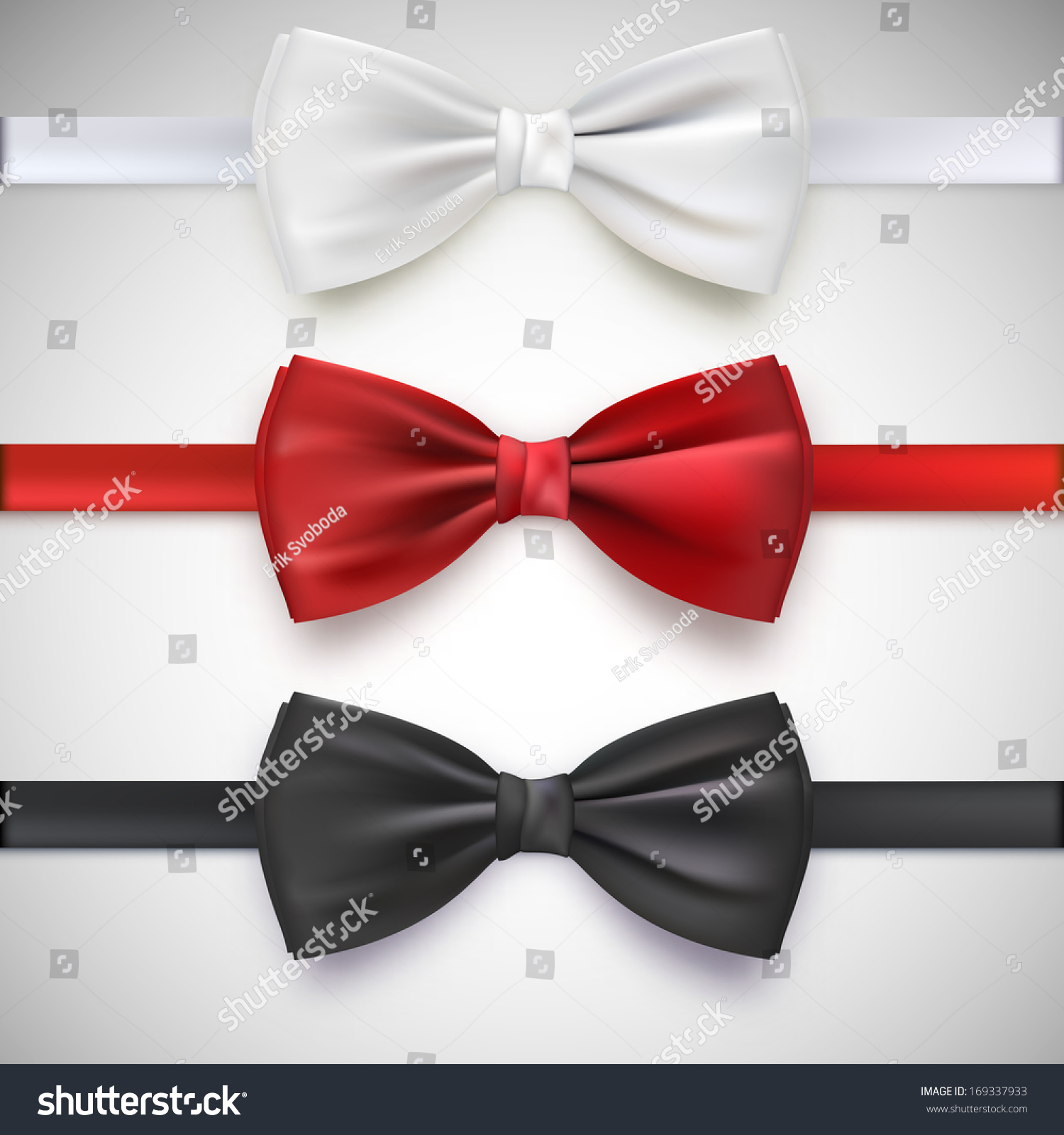 Realistic White Black Red Bow Tie Stock Vector (Royalty Free) 169337933